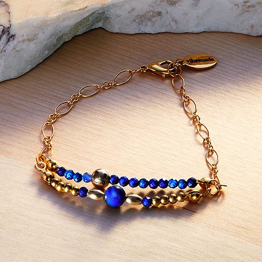 lapis lazuli and gold filled bracelet