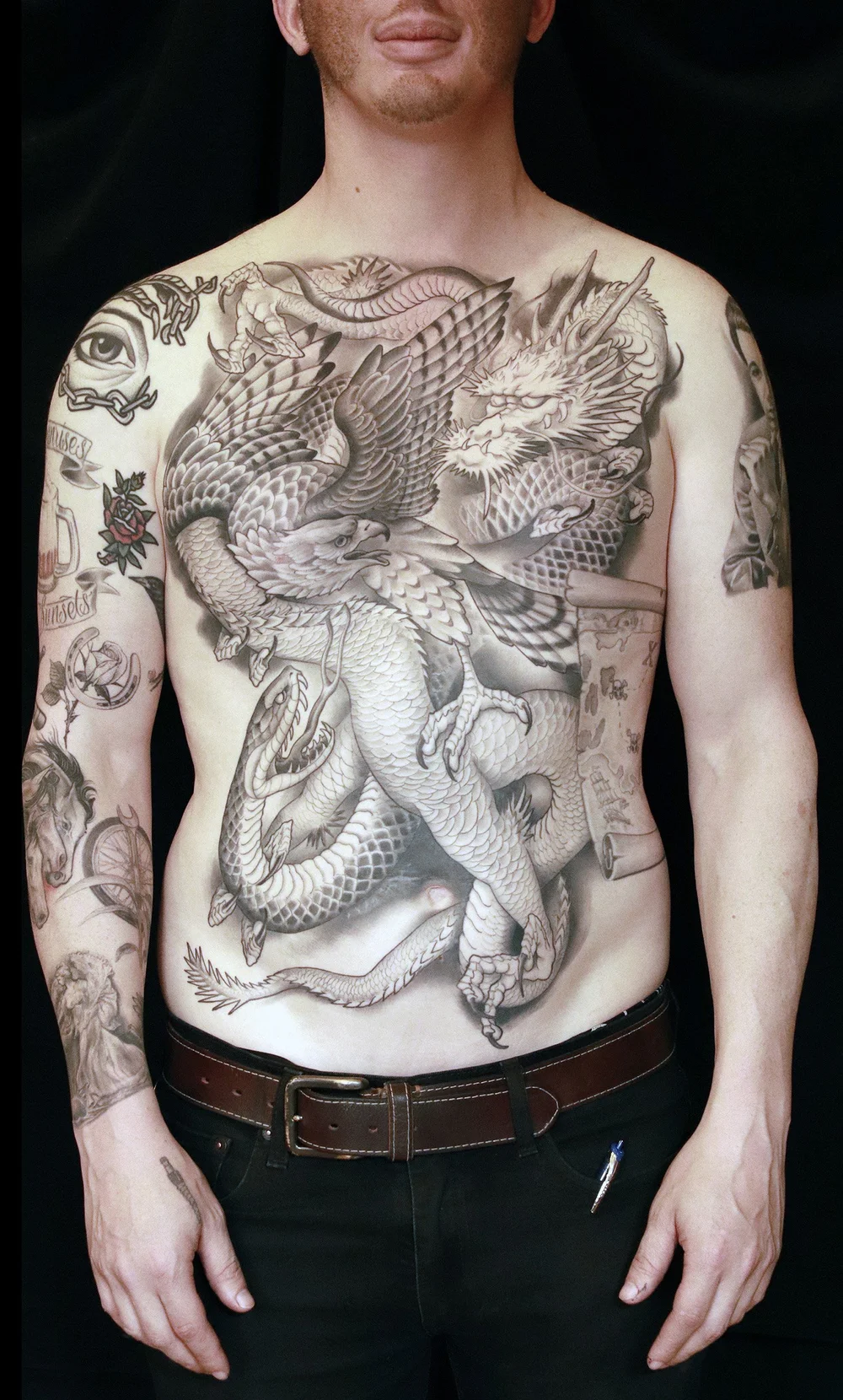 Tribal Chest Tattoos: Tattoos Galore! (24 Ideas) | Inkbox™, image size:1000x1660