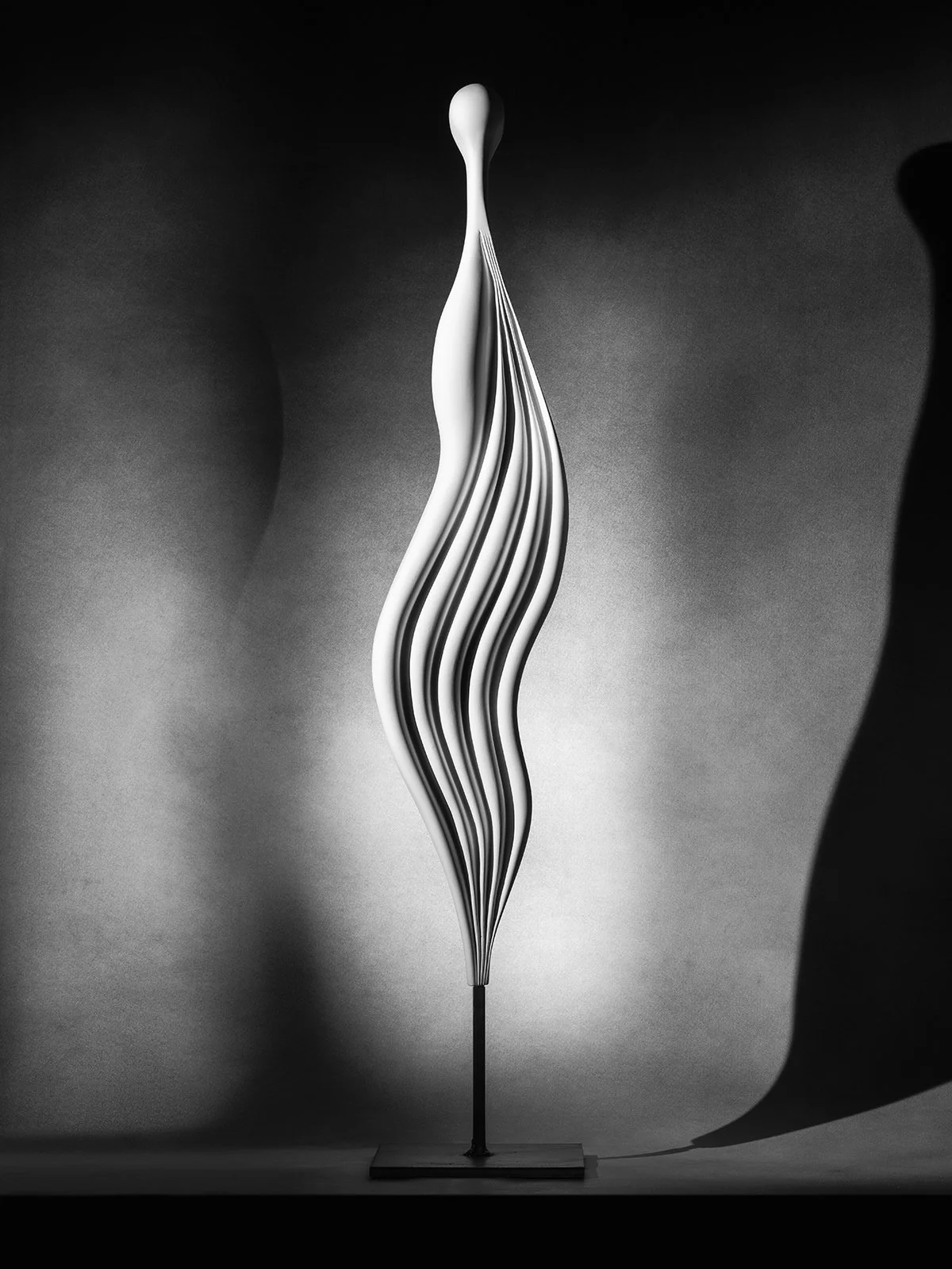 Herr/Frau Mawe, 2025, 103 x 19 x 10 cm, 40 1/2 x 7 1/2 x 4 in [plaster stone, iron steel]  