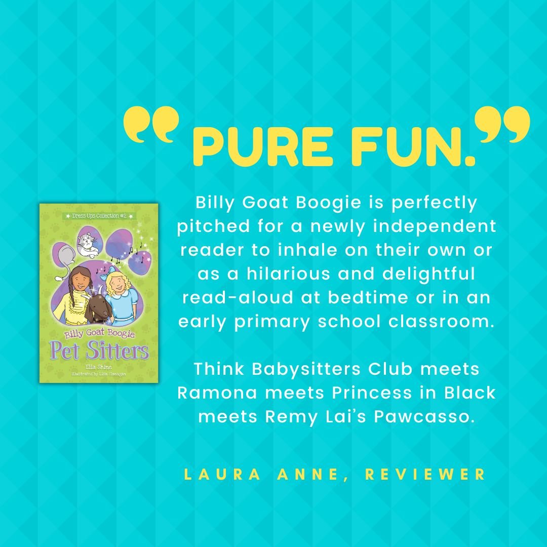 We're loving the early reviews of Billy Goat Boogie. Mostly the use of the word 'fun'. It was a wonderfully fun book to write... and it looks like people think it's fun to read!

Features: a dancing goat called Winton, goats milk soap, dressing up, c