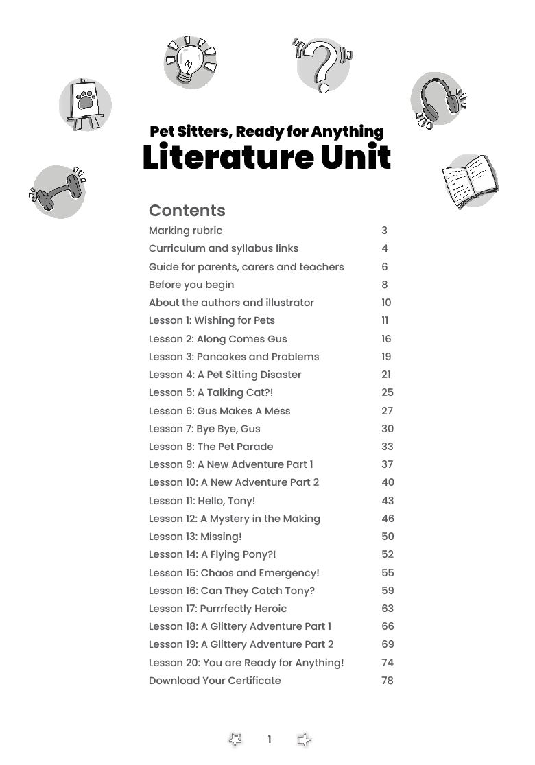 Pet Sitters Lit Unit Content Page.png