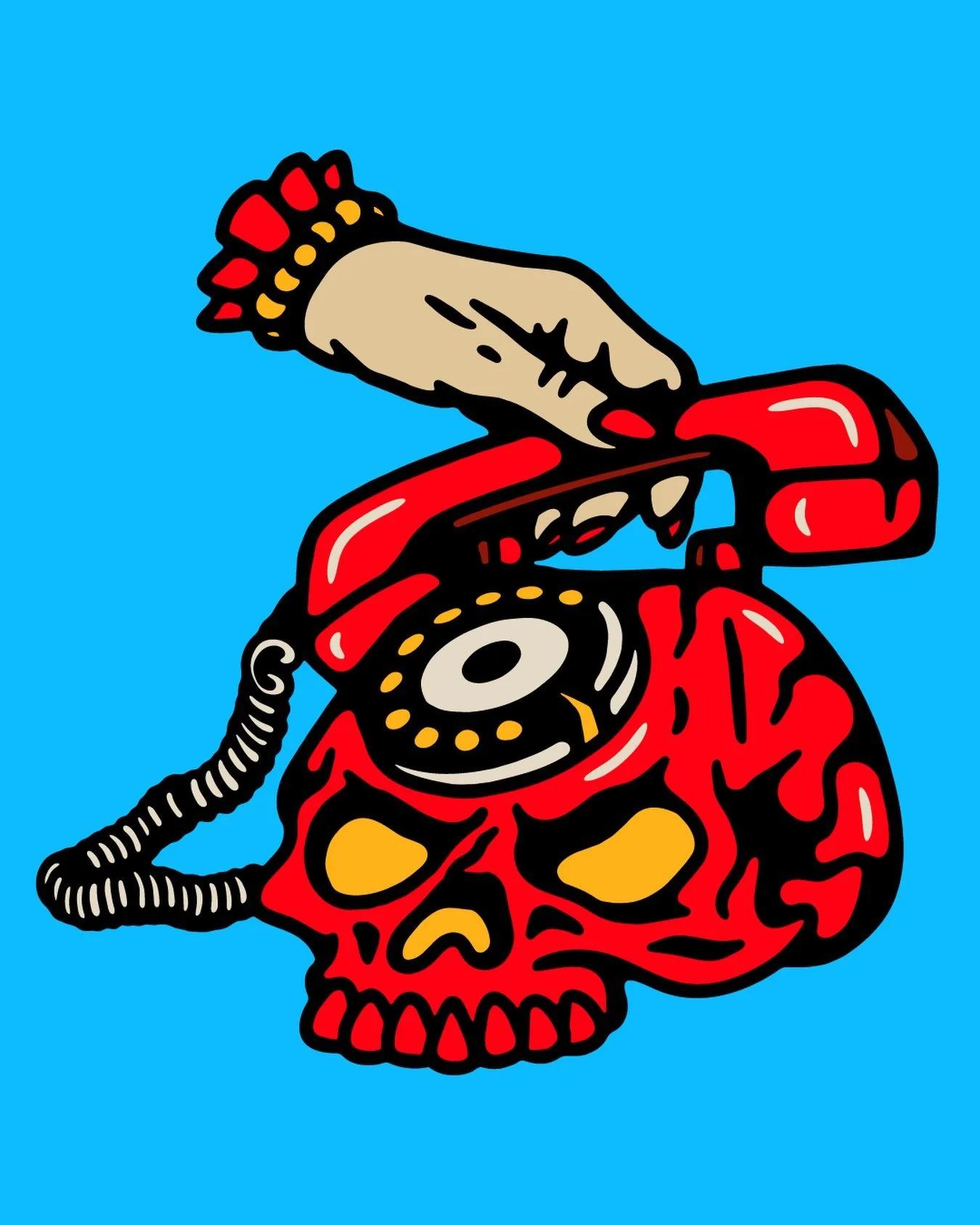 ☎️☠️ #phone #skull #oldschooltattoo #tshirtdesign #vector