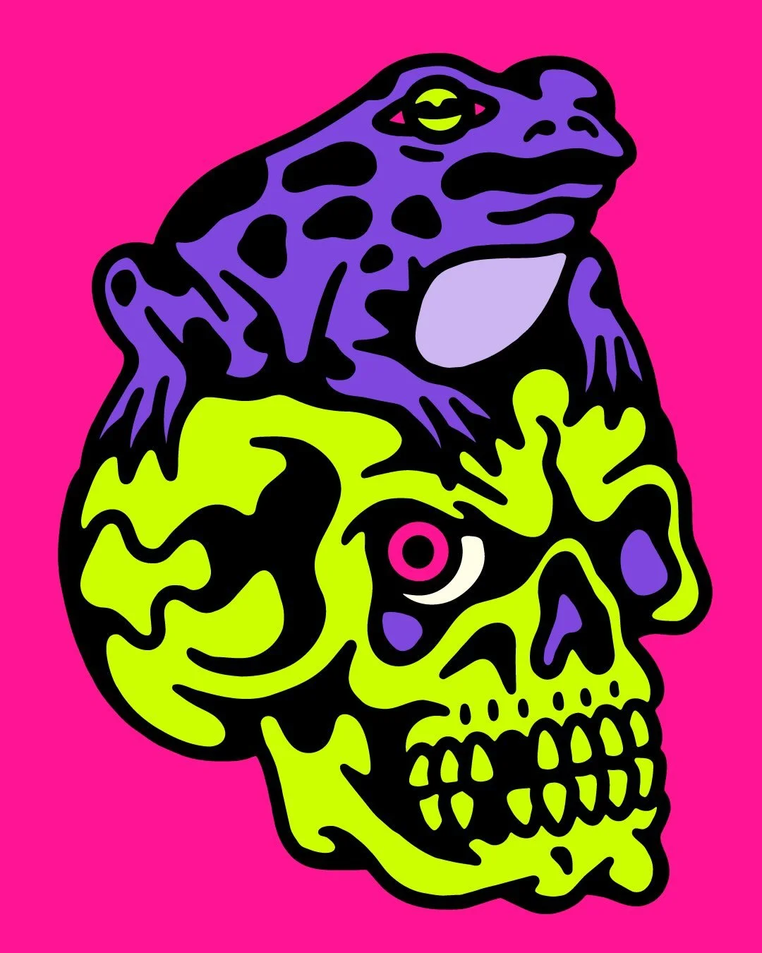 🐸💀 #frog #skull #frogtattoo #neon #graphic
