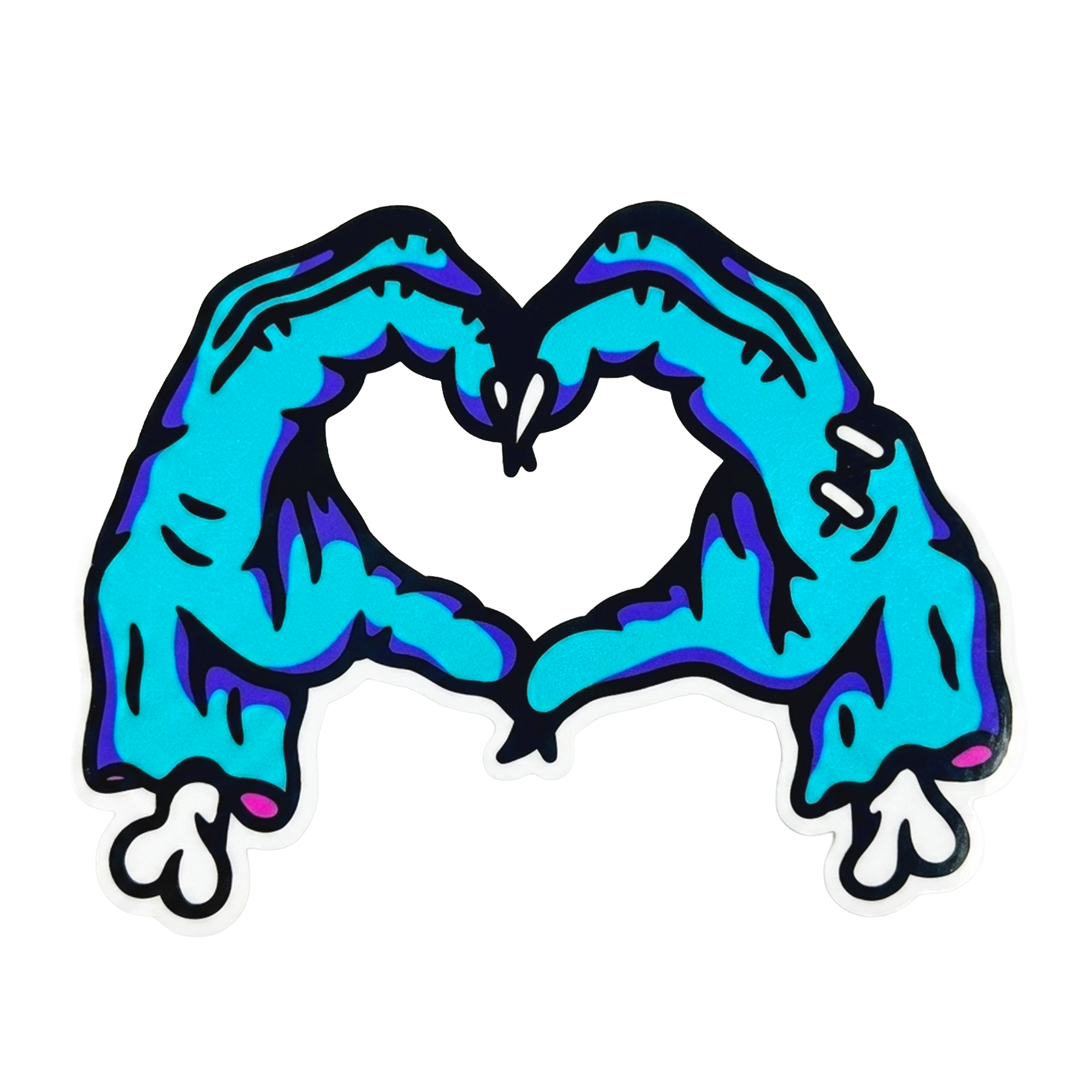 Zombie Heart Hands Vinyl Sticker