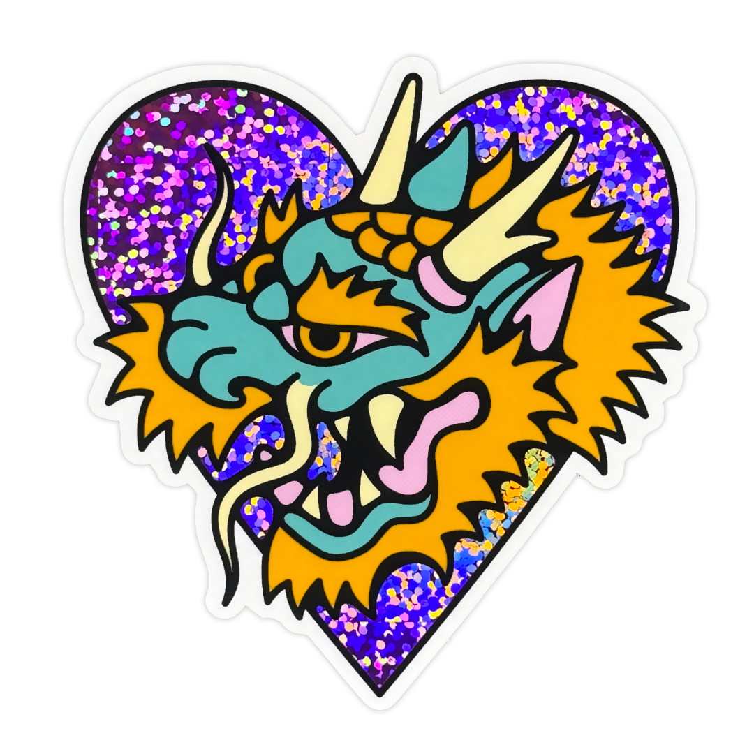 Dragon Heart Glitter Vinyl Sticker
