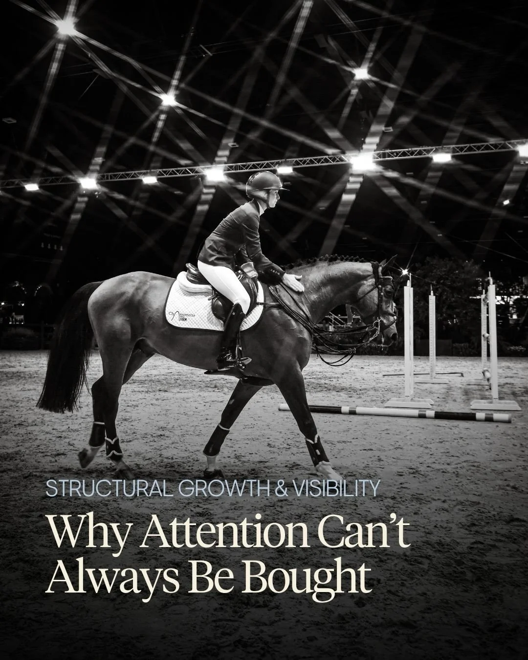 Most equestrian brands and events don&rsquo;t operate with the budgets of mainstream sport.

But that&rsquo;s not the real problem.

The real challenge is structural:
👉 Attention is fragmented
👉 Distribution lacks consistency
👉 Visibility alone no