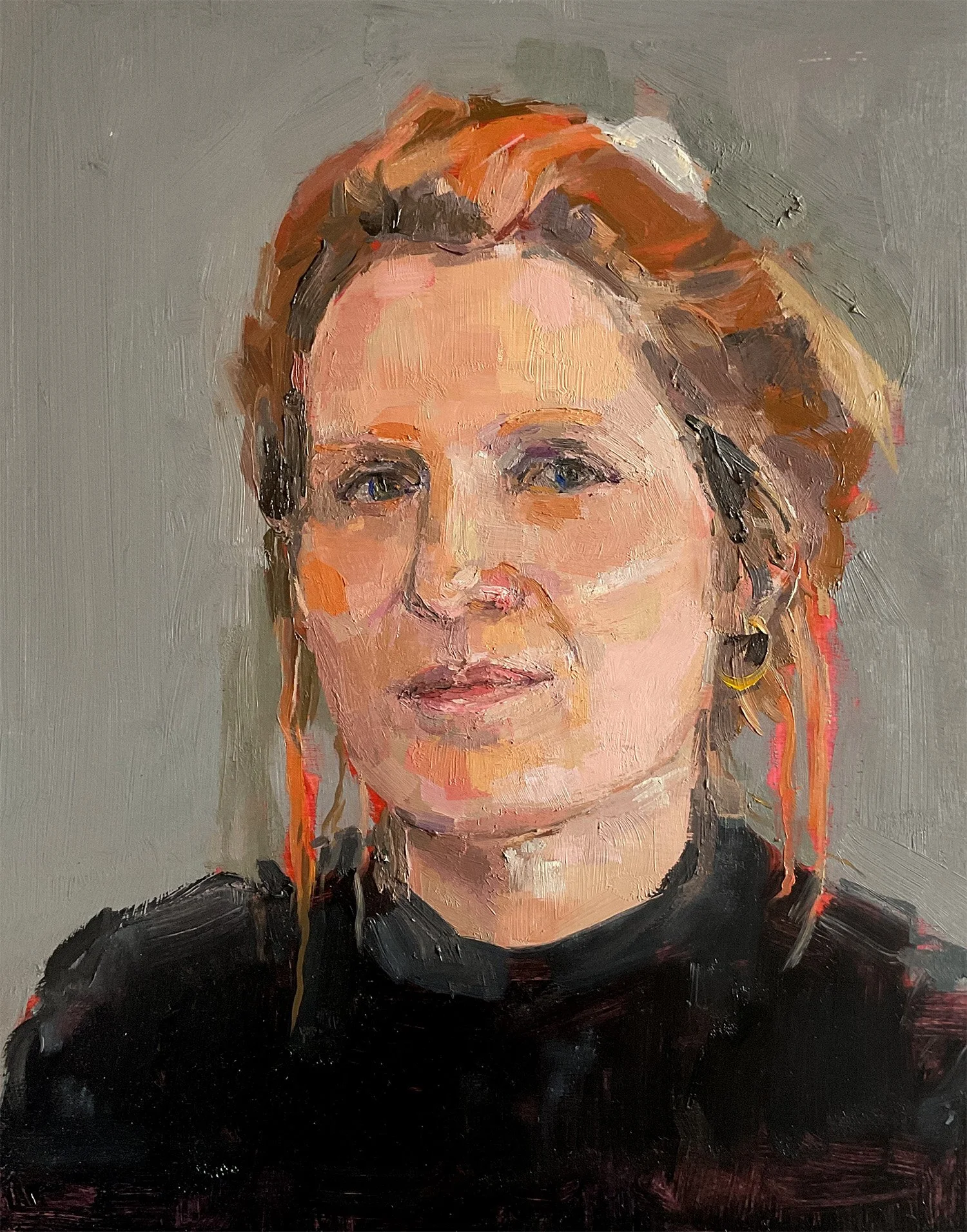 Portrait junge Frau mit roten Haaren gemalt in Öl von Portraitmalerin Nina Lang , 11 x 14 inches, 2025