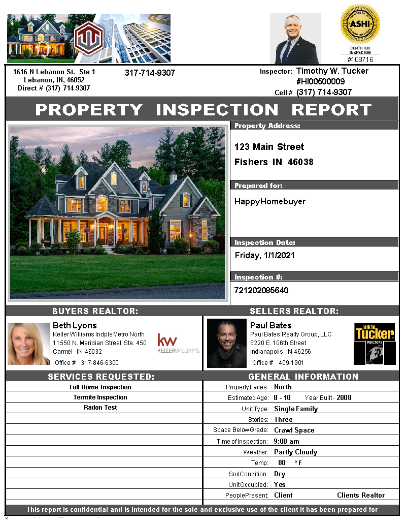 Home Inspection Example Report Timothy W Tucker Associates LLC 