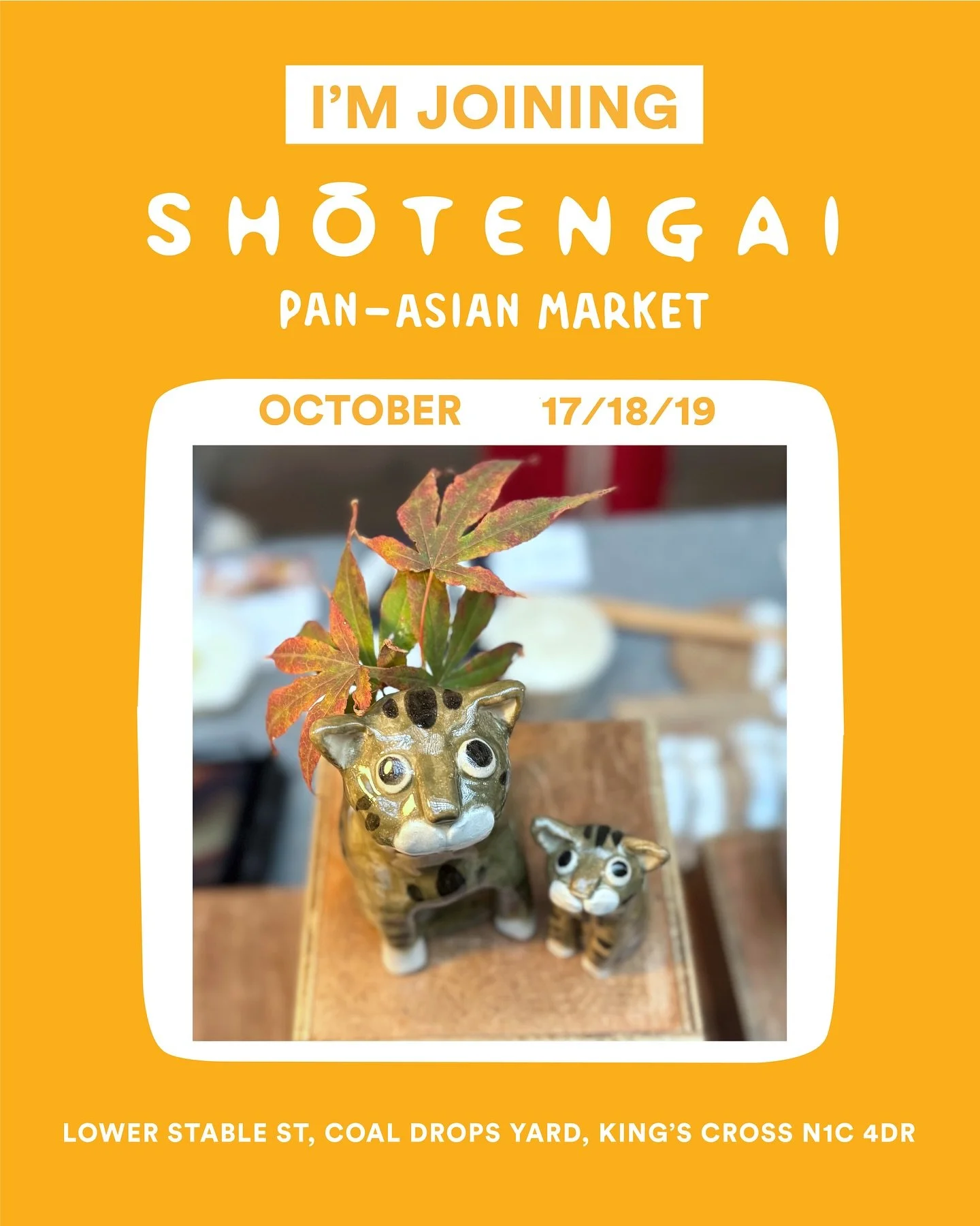 Shotengai Market time again! 🐾✨ I’ll be there from Friday to Sunday with lots of pots (and cats) waiting for you! See you this weekend😸
@lowerstablestreet_market @beams_and_co  @coaldropsyard