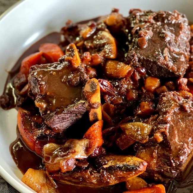 Vermouth-Braised Short Ribs with Warm Spices & Dried Fruit
