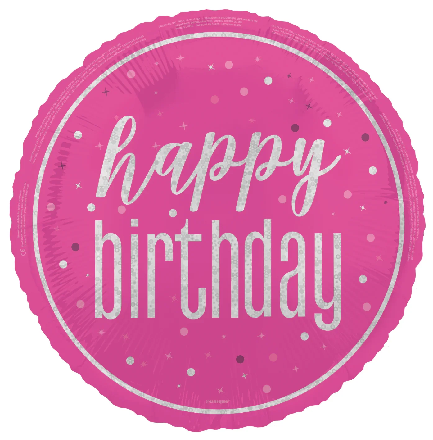 Pink and Silver Happy Birthday Balloon