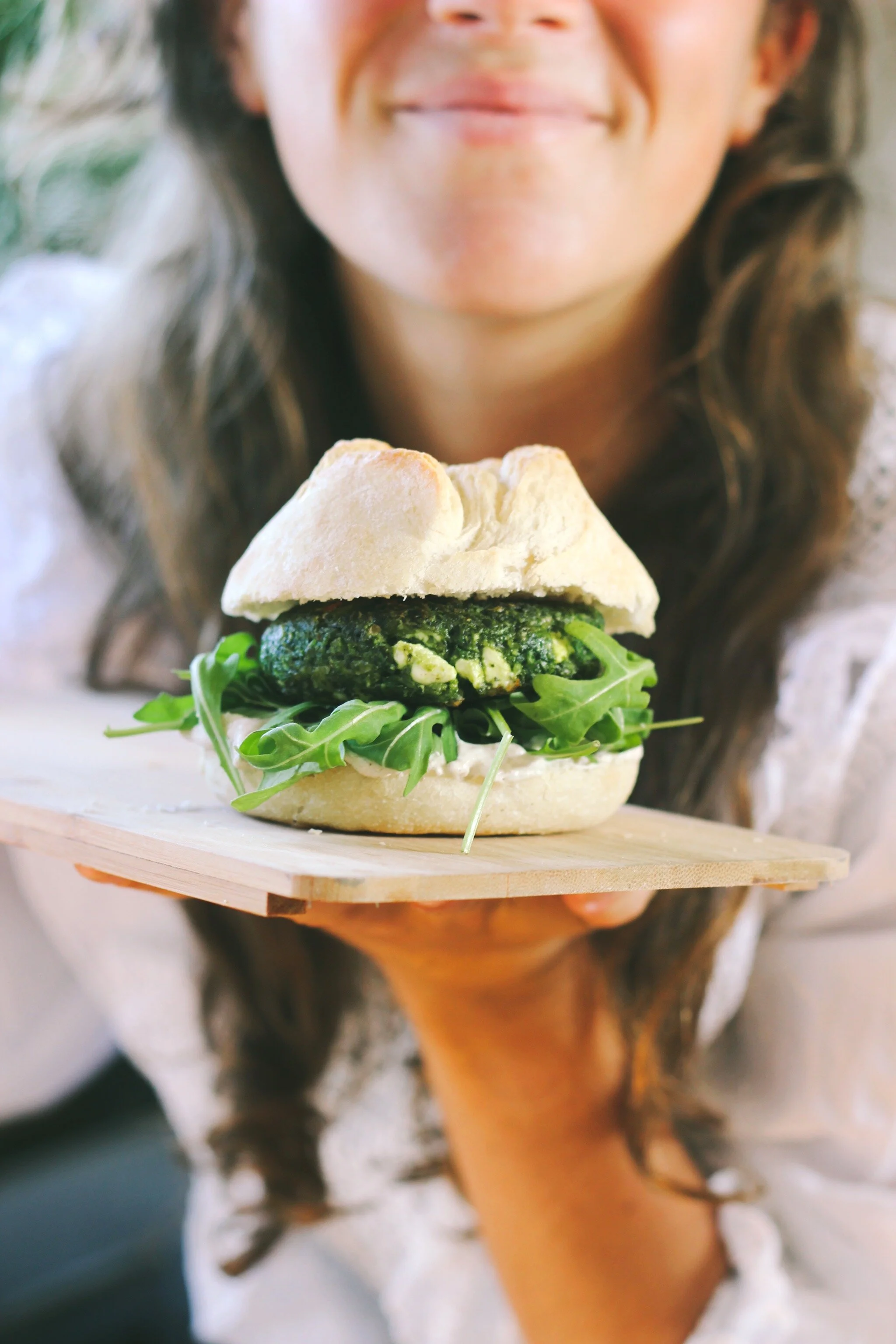 Spinazie burger met feta en walnoten