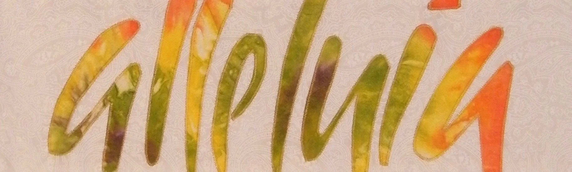 Alleluia detail from a white clergy stole for Easter. See the collection of  contemporary stoles at CarrotTopStudio.com