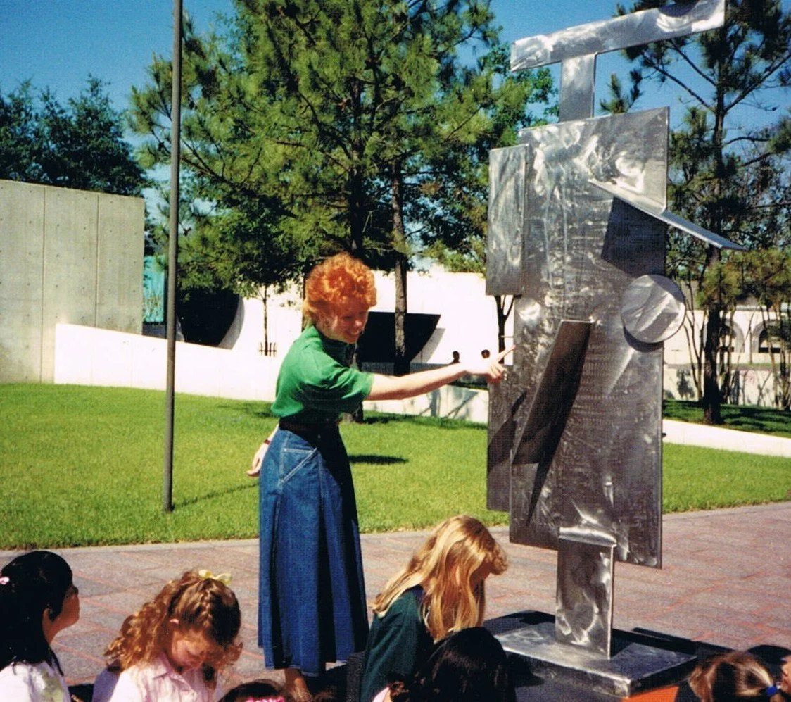 Jenny Gallo as art teacher in Houston TX at the Contemporary Museum of Art sculpture garden in the 1990's.