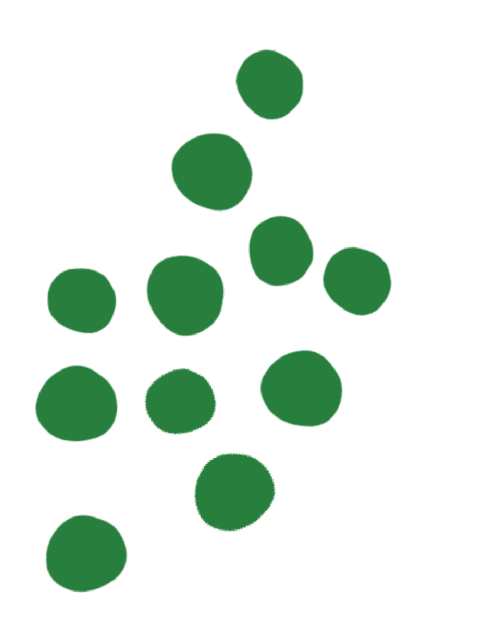 group of green dots