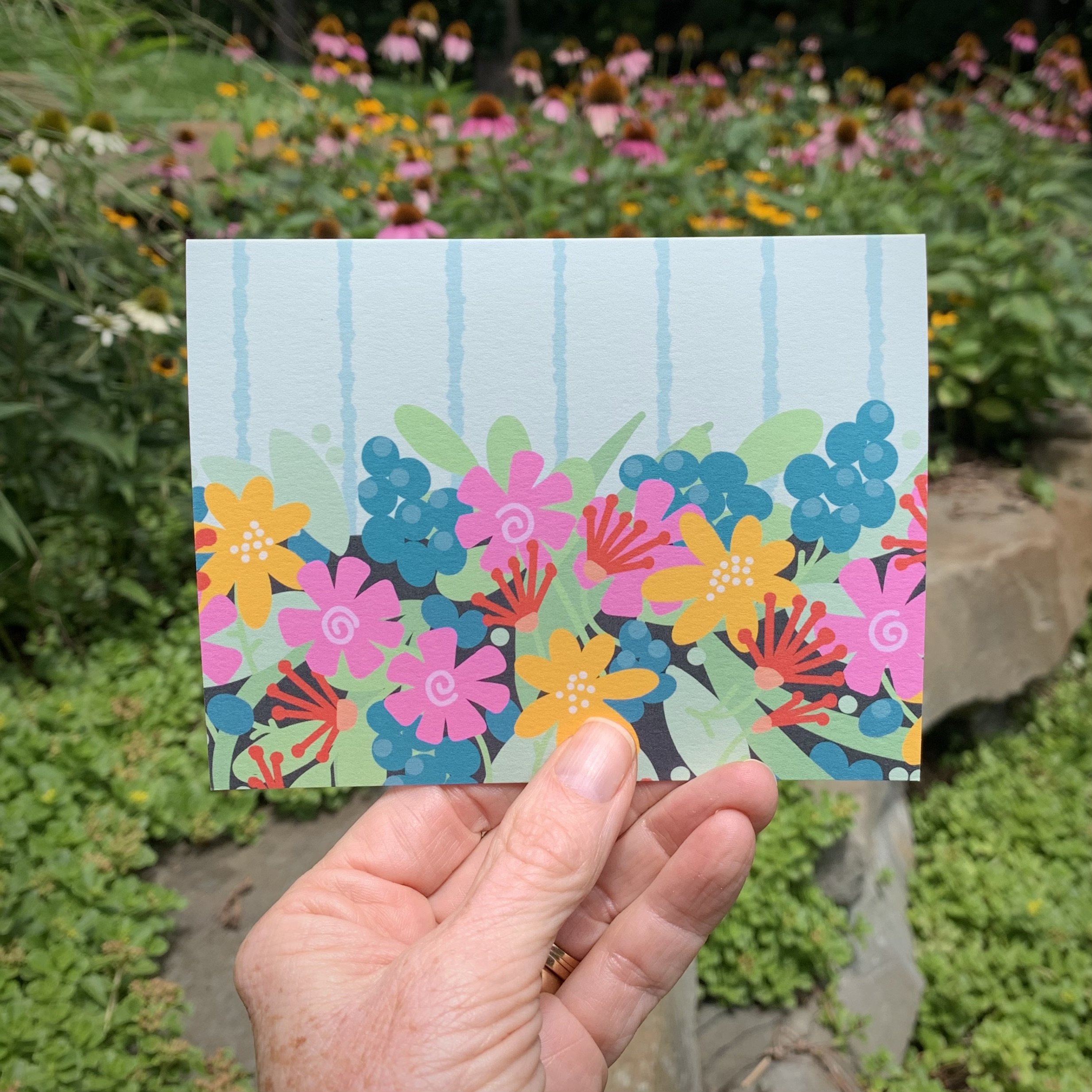 cute garden flower note cards stationery