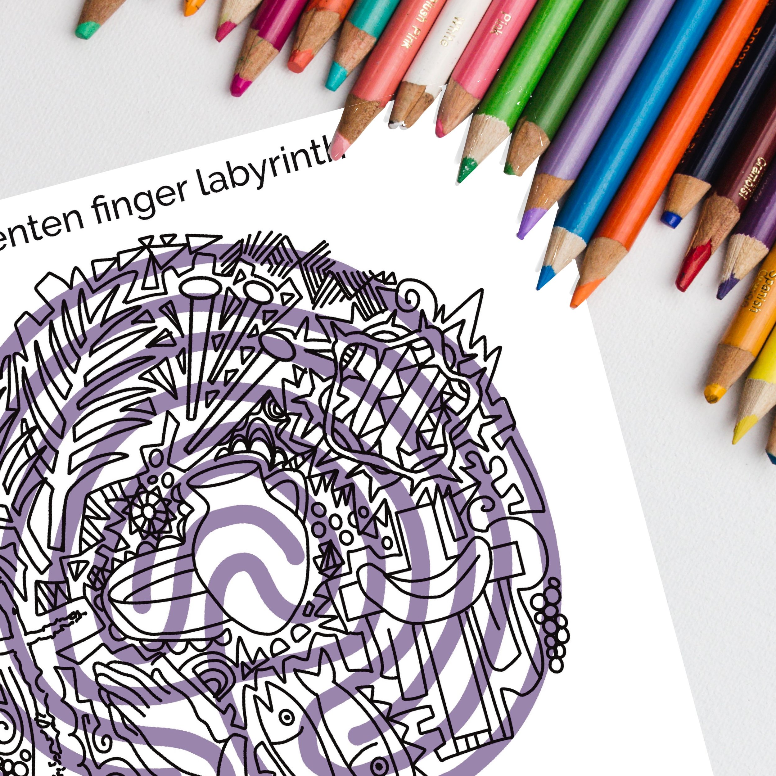 Finger labyrinth and coloring page for lent to download and print