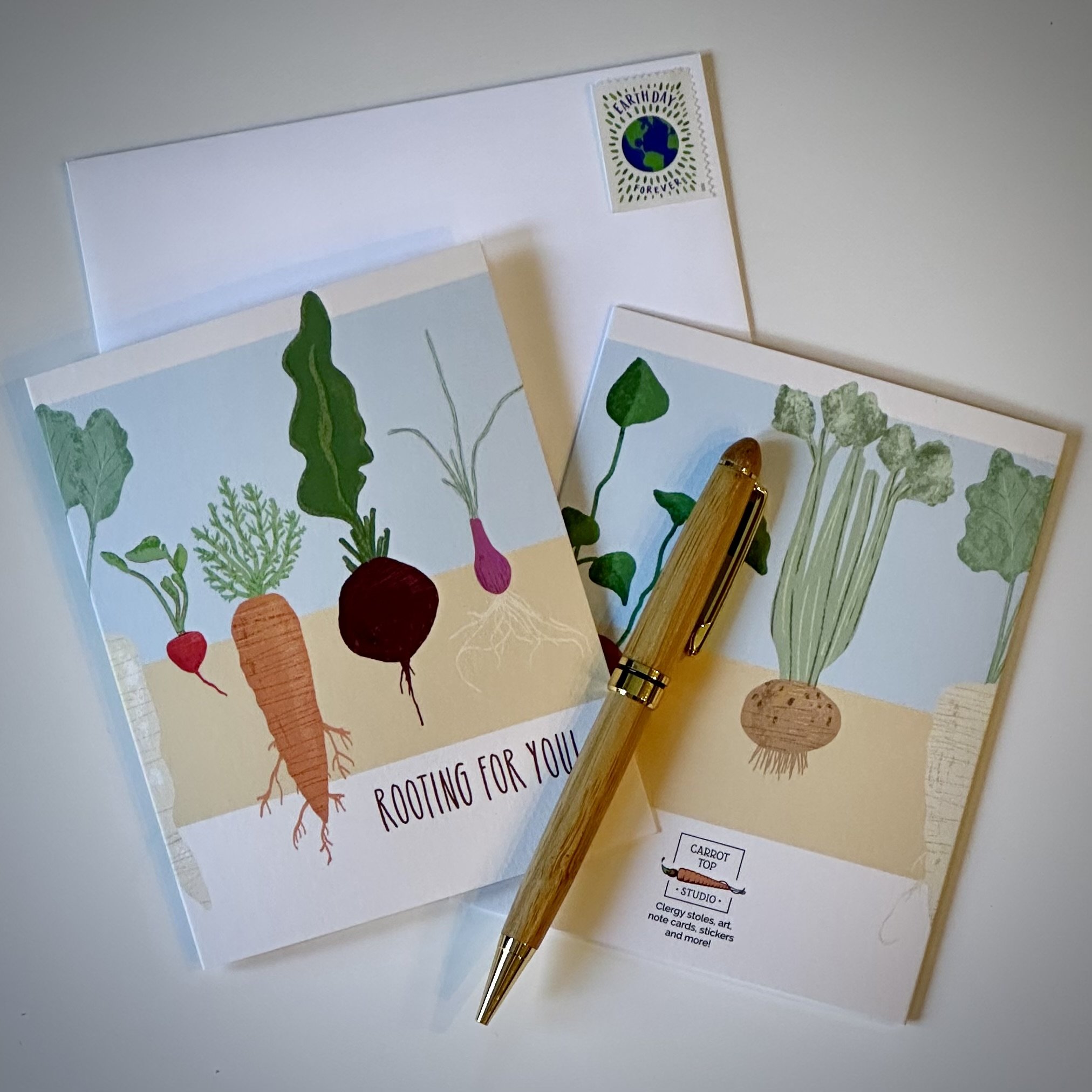 rooting for you note card and envelope set by carrot top studio featuring the art of Jenny Gallo