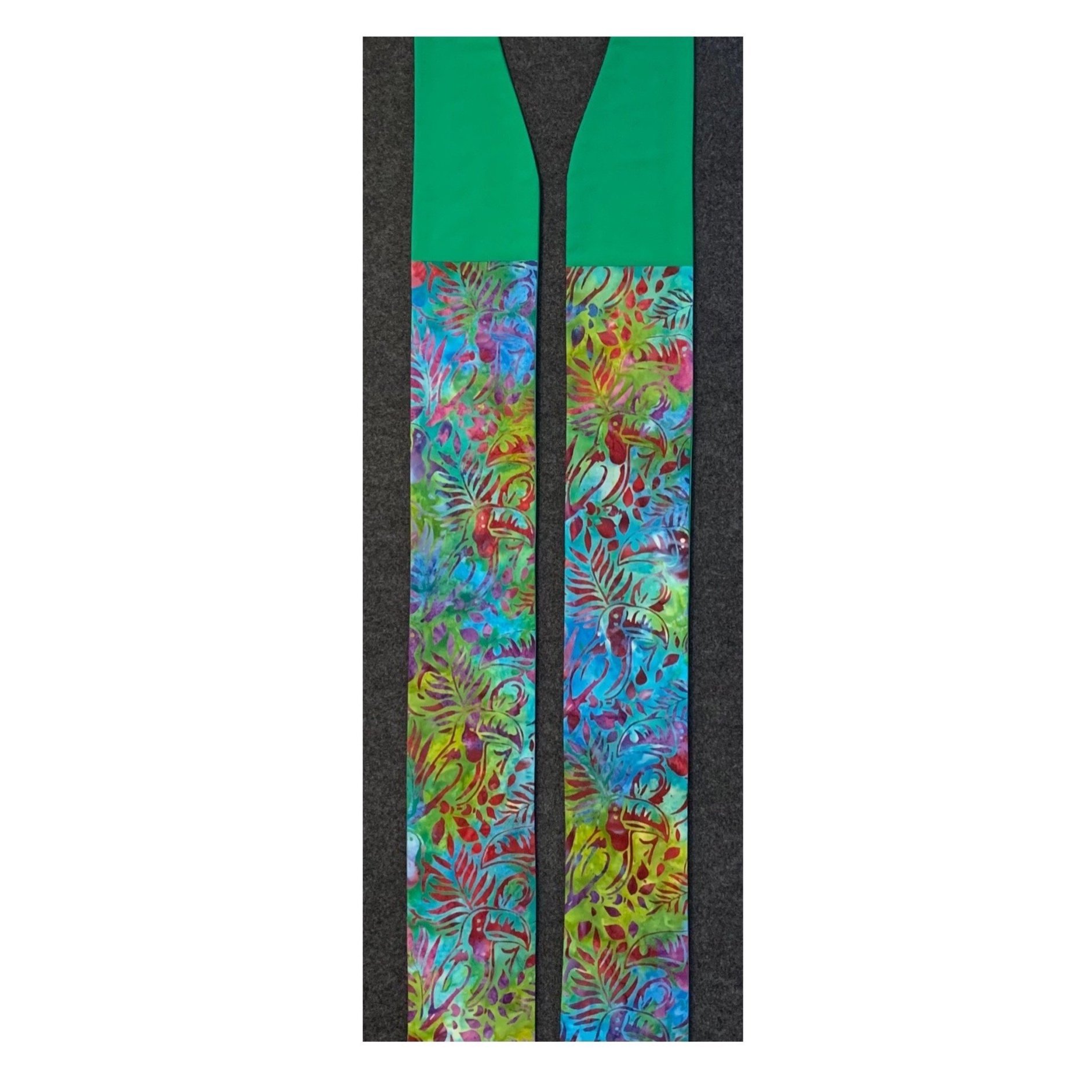 free tropical fabric clergy stole for Ordinary Time by Carrot Top Studio