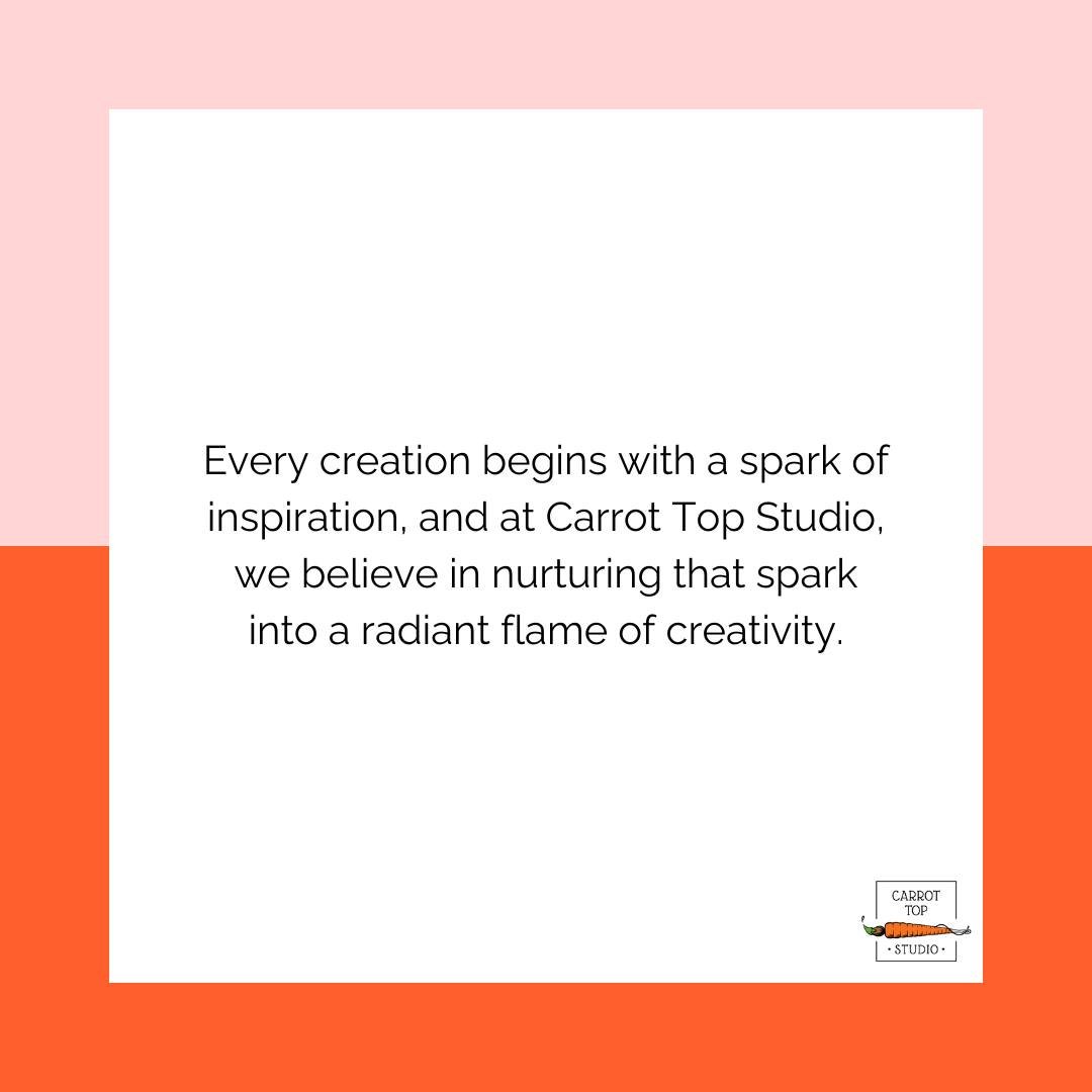 Ignite your creativity with Carrot Top Studio! 🌟 Every creation begins with a spark of inspiration, and we're here to turn that spark into a radiant flame of creativity. Explore our artistic offerings and let your imagination soar! 

#CreativeSpark 