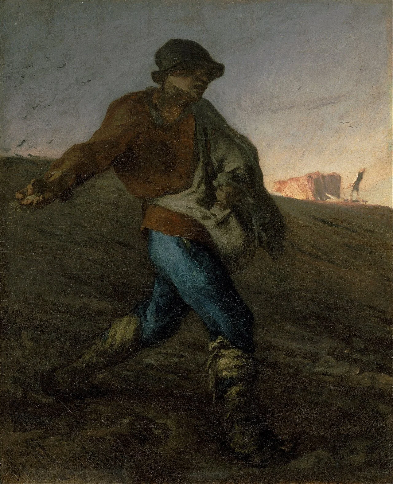 Jean-François Millet’s The Sower, depicting a farm worker striding across a field and scattering seeds by hand across the earth.