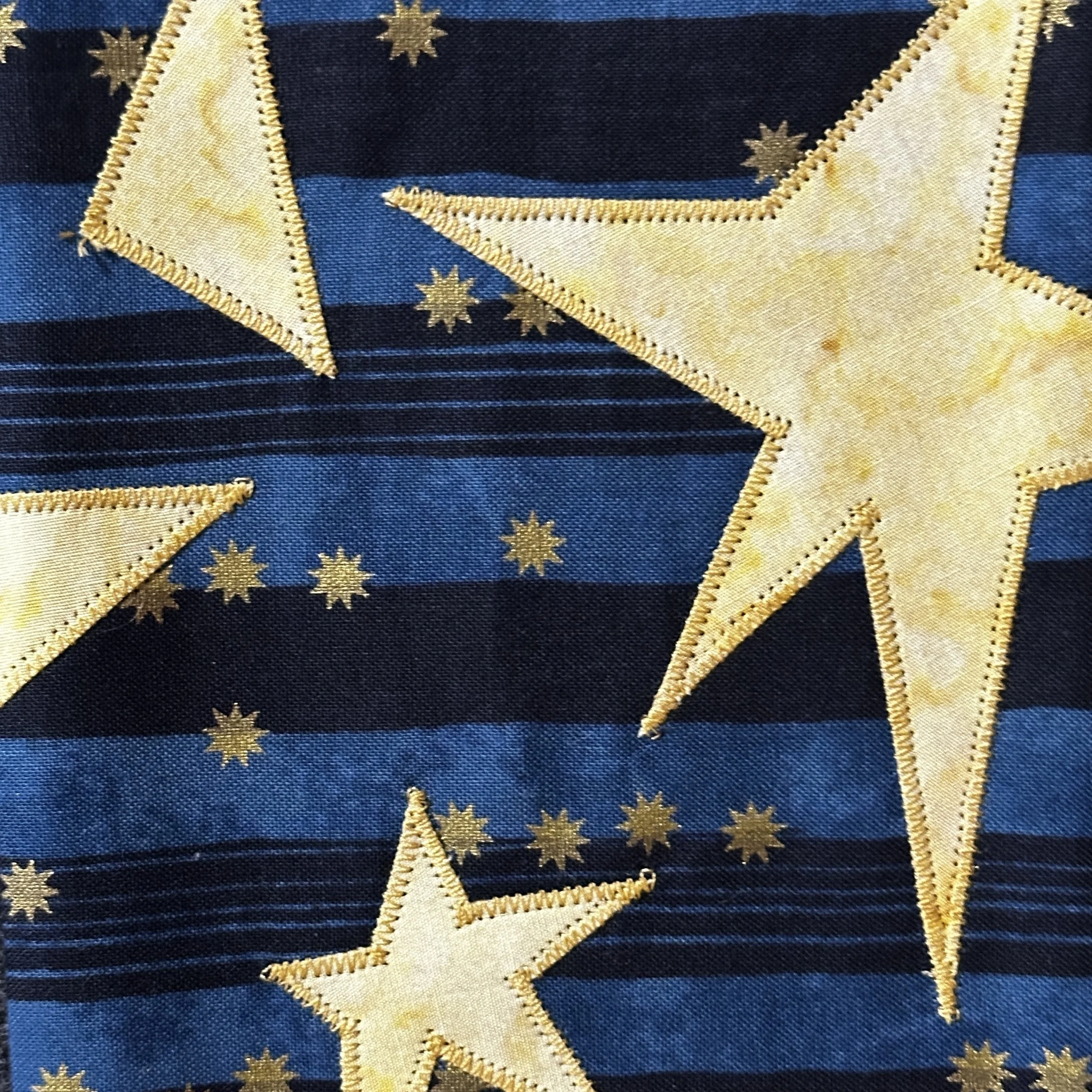 This is a detail of a blue Advent stole for clergy, pastors and chaplain and is found in the Carrot Top Studio stole store.