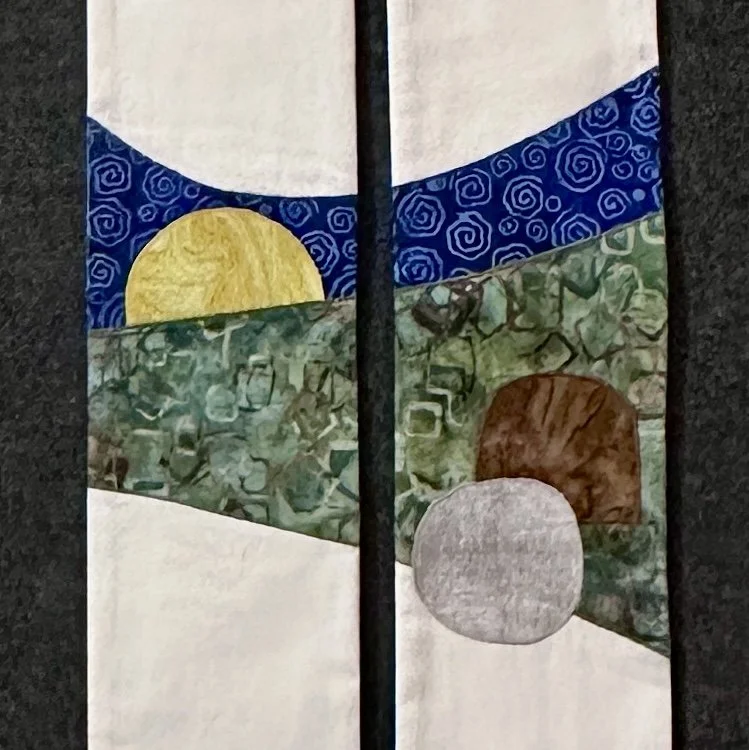 empty tomb white easter stole from the carrot top studio stole store