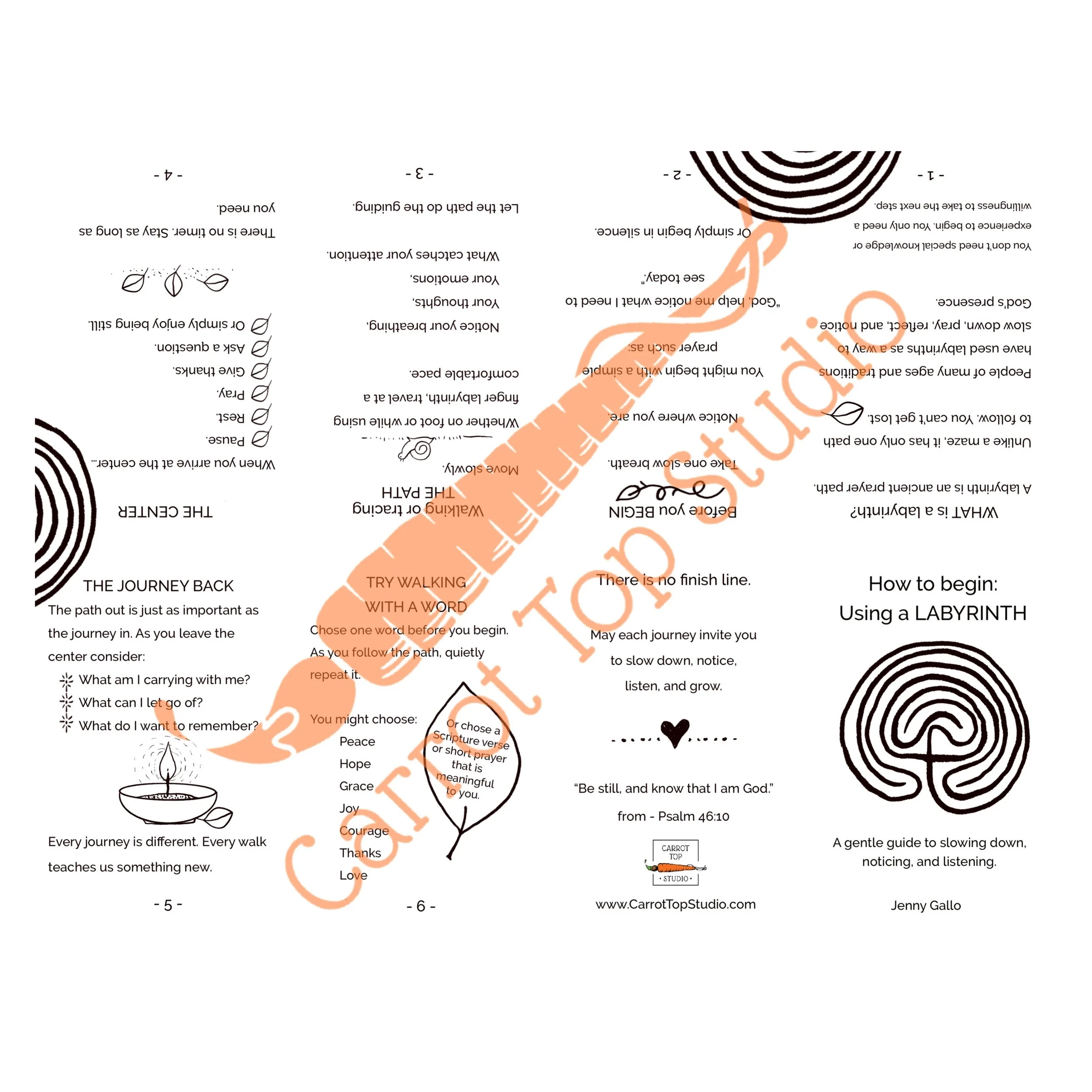 How to Begin Using a Labyrinth is a printable pdf download from Carrot Top Studio. It prints without the watermark.
