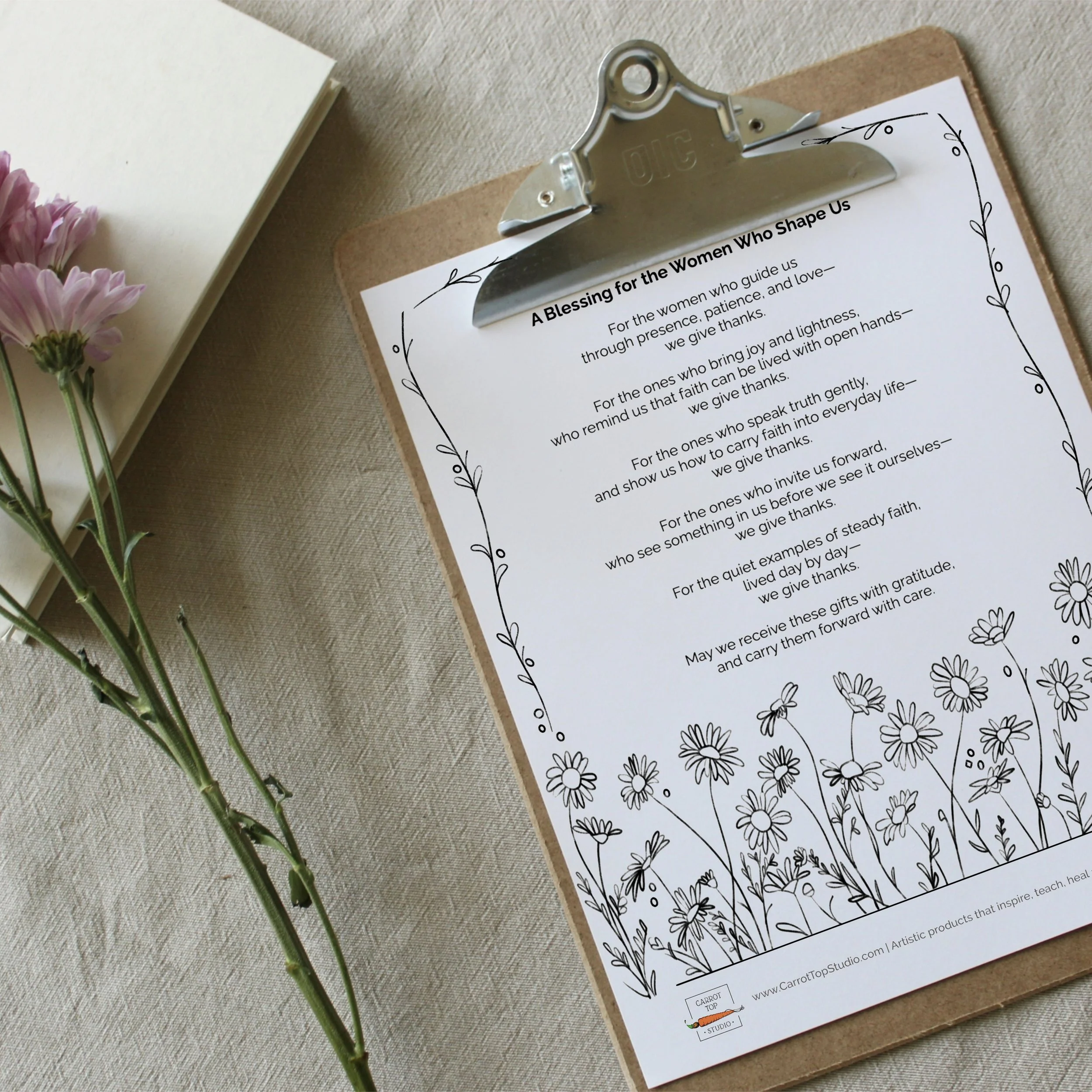 The Women Who Shaped Us - A Blessing - Carrot Top Studio - coloring page perfect for Mother's Day