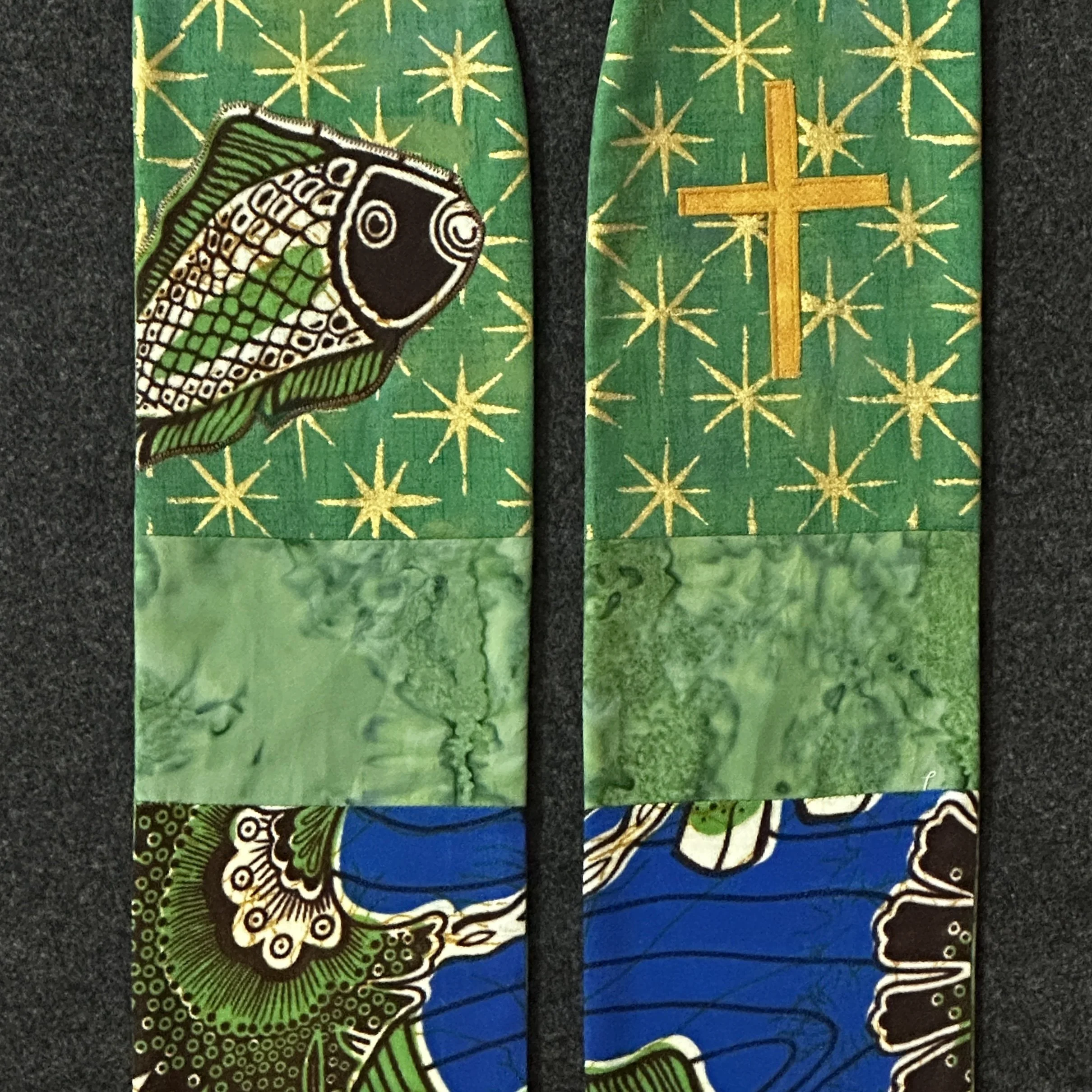 A detail of the called to the waters stole for fishers of men and women by Carrot Top Studio.