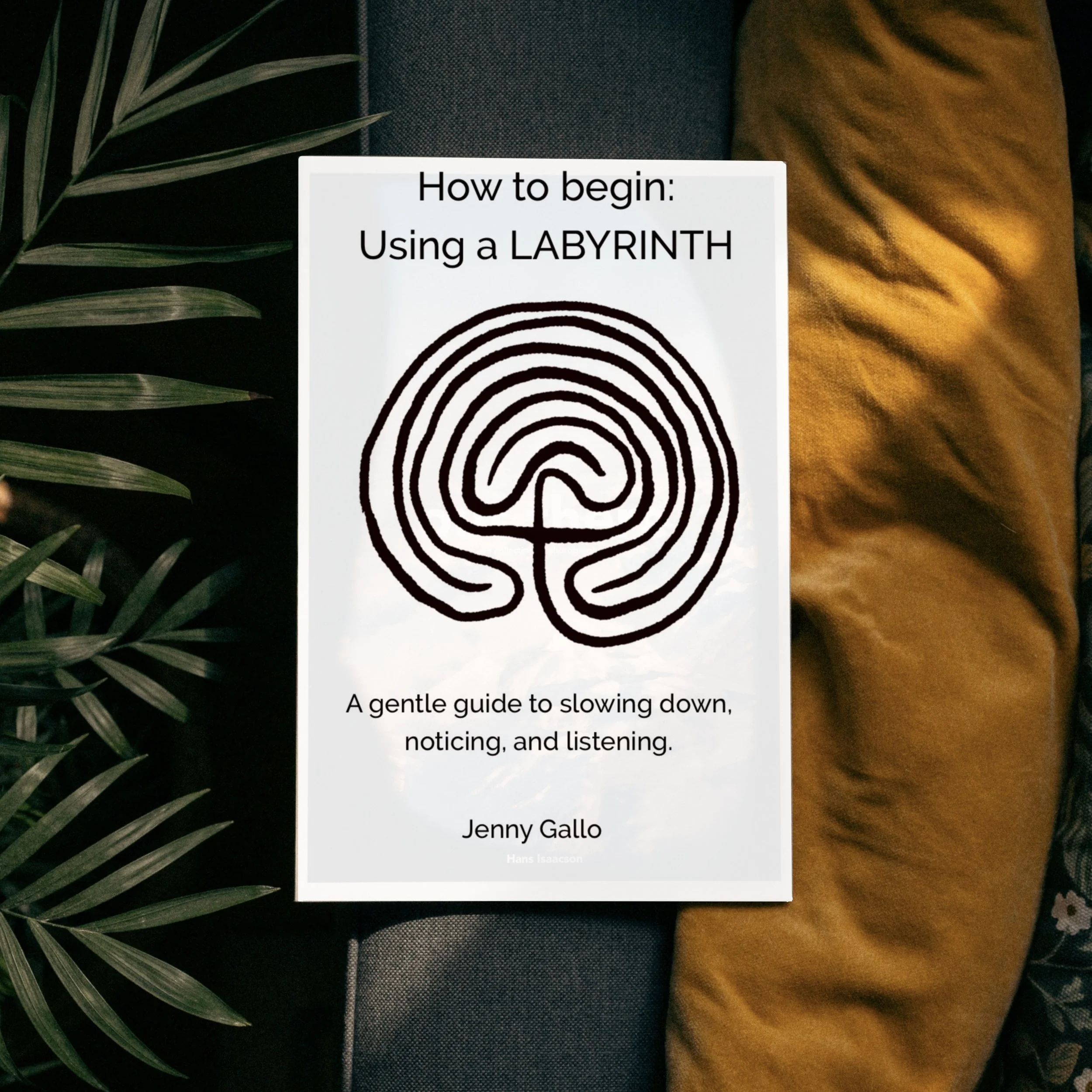 A printable download about how to use a labyrinth shown here in a peaceful setting is by Carrot Top Studio.