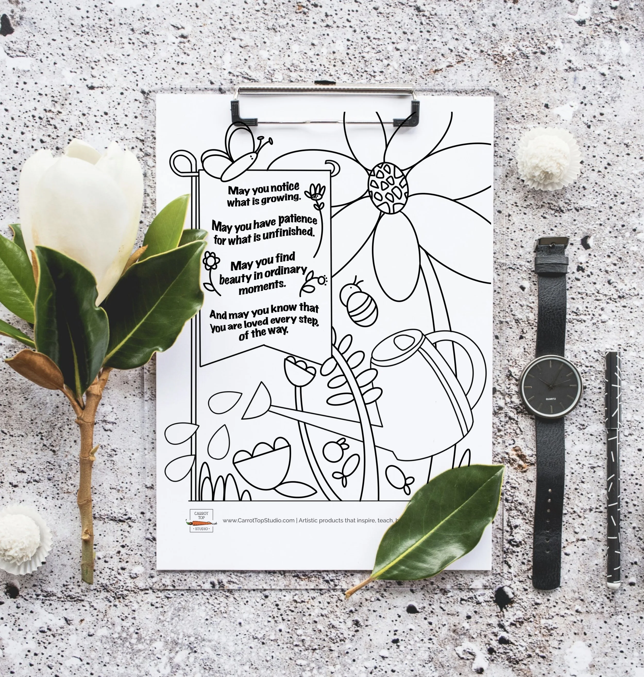 The blessing garden is a coloring page to download from Carrot Top Studio.