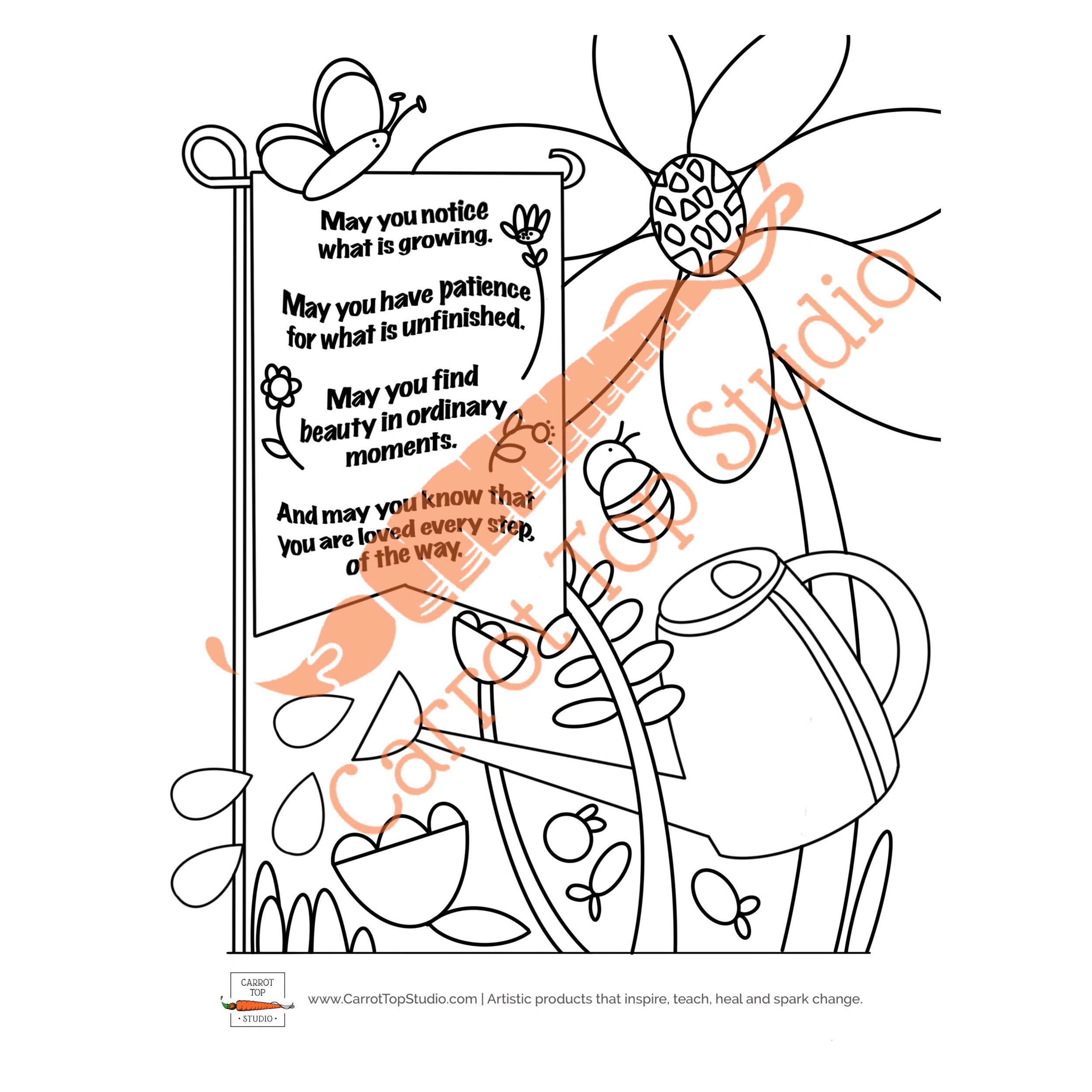 The blessing garden is a coloring page to download from Carrot Top Studio.