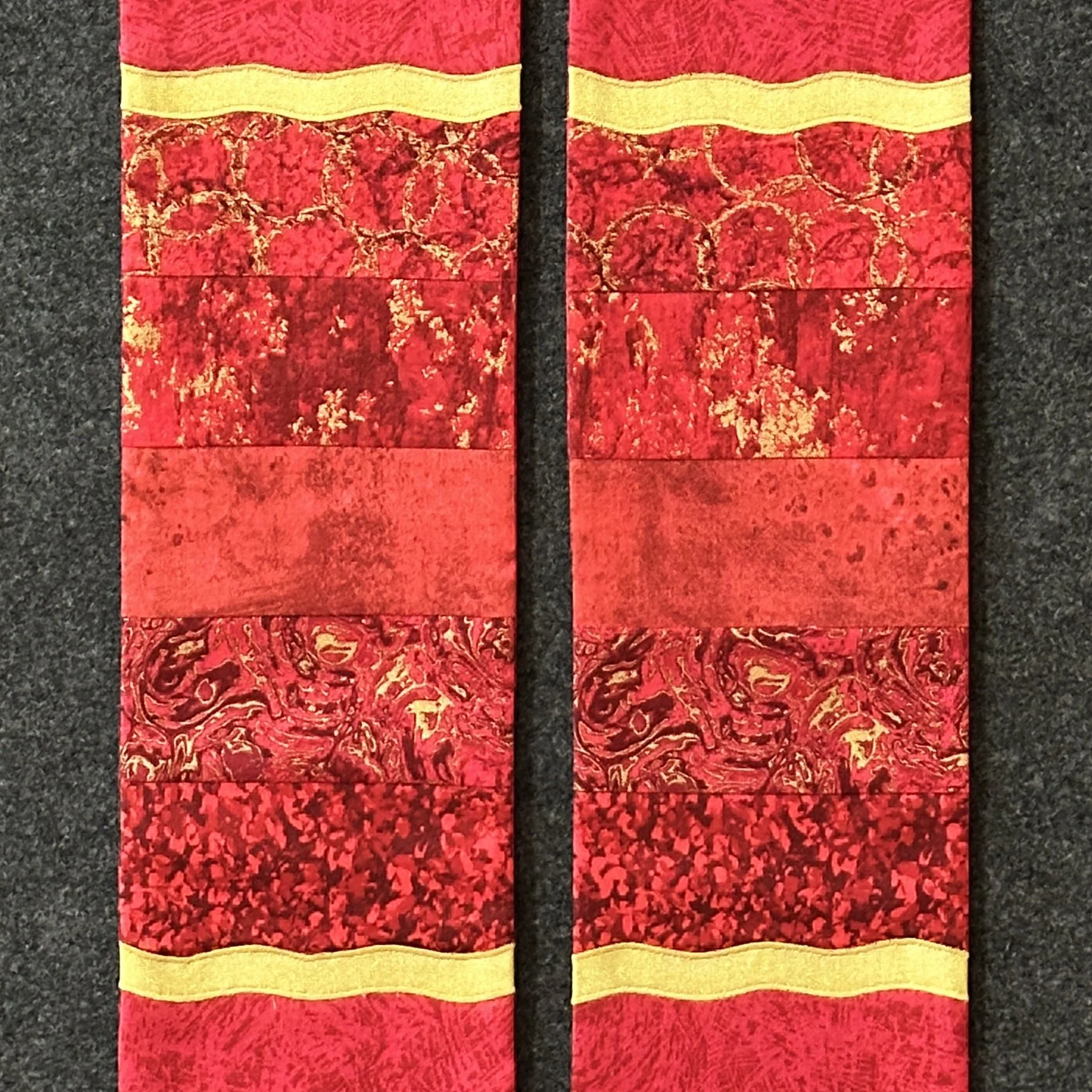 red clergy stole - Carrot Top Studio - pentecost or ordination - detail