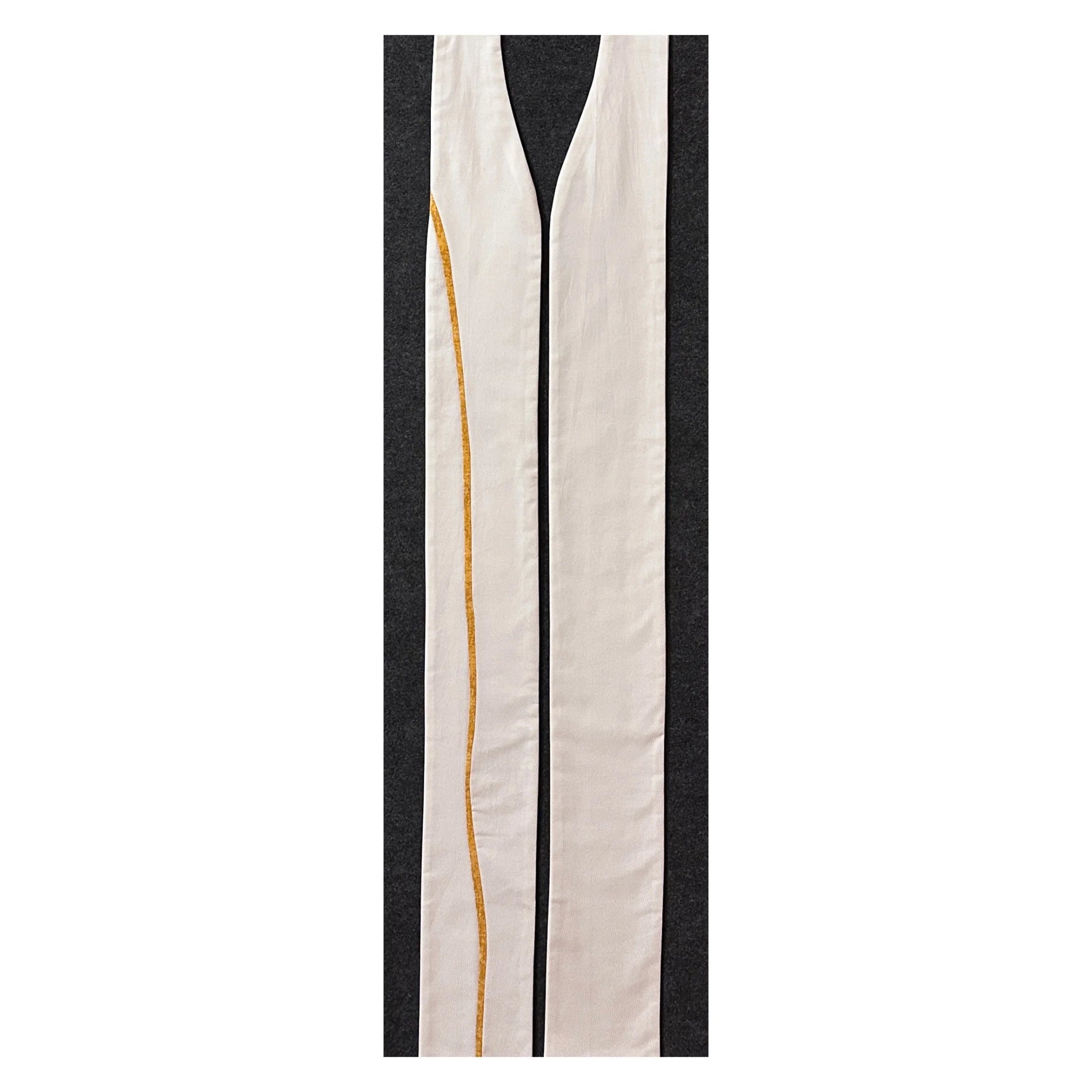 white Easter stole for ministry with gold line - Carrot Top Studio clergy stole shop