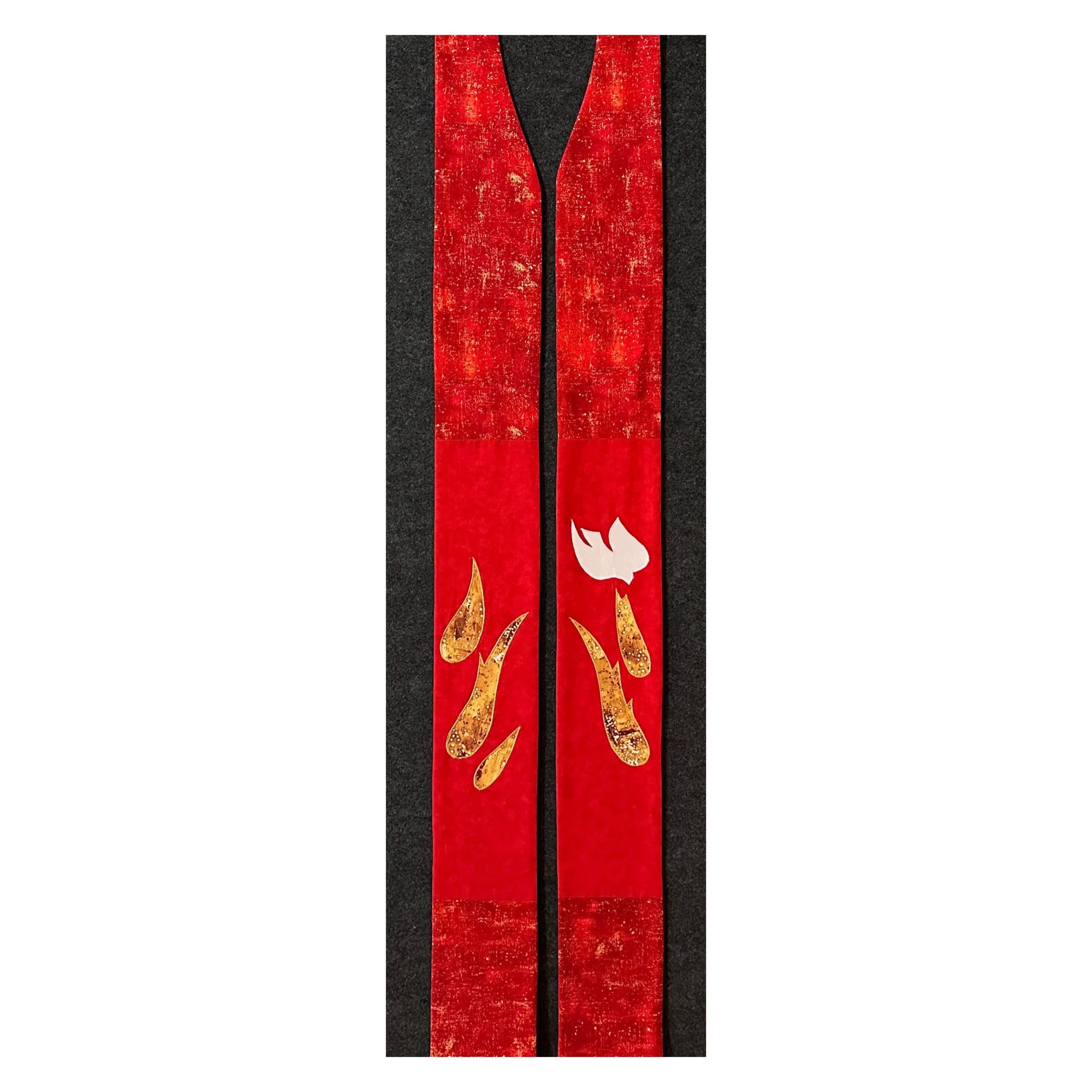 red clergy stole - Carrot Top Studio - Pentecost worship and ordinations