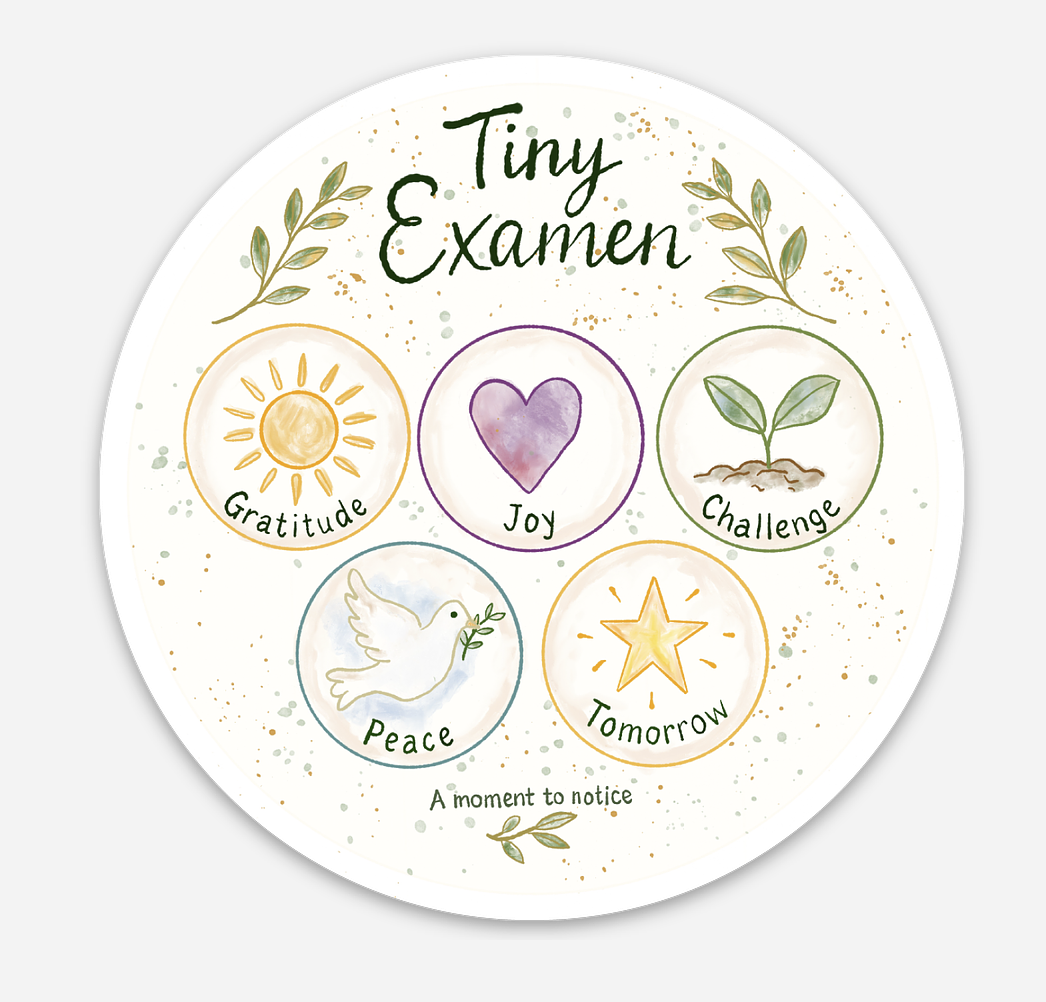 Daily Examen circle sticker by Carrot Top Studio