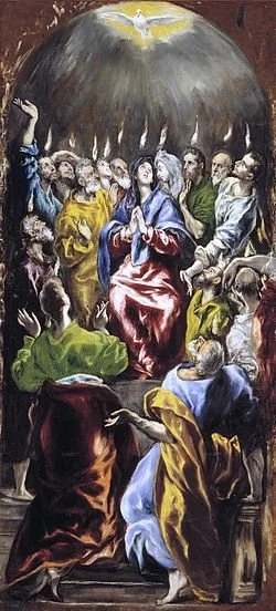 Pentecost by artist El Greco is a good example of public domain art that can be used to make a visual connection in worship and christian education.