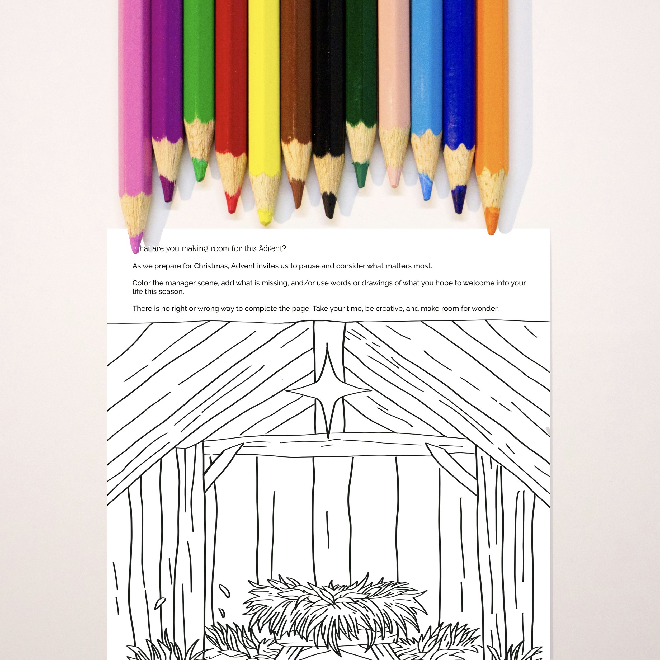 Room for Wonder - Printable Advent coloring page from Carrot Top Studio and artist Jenny Gallo - detail 1.JPG