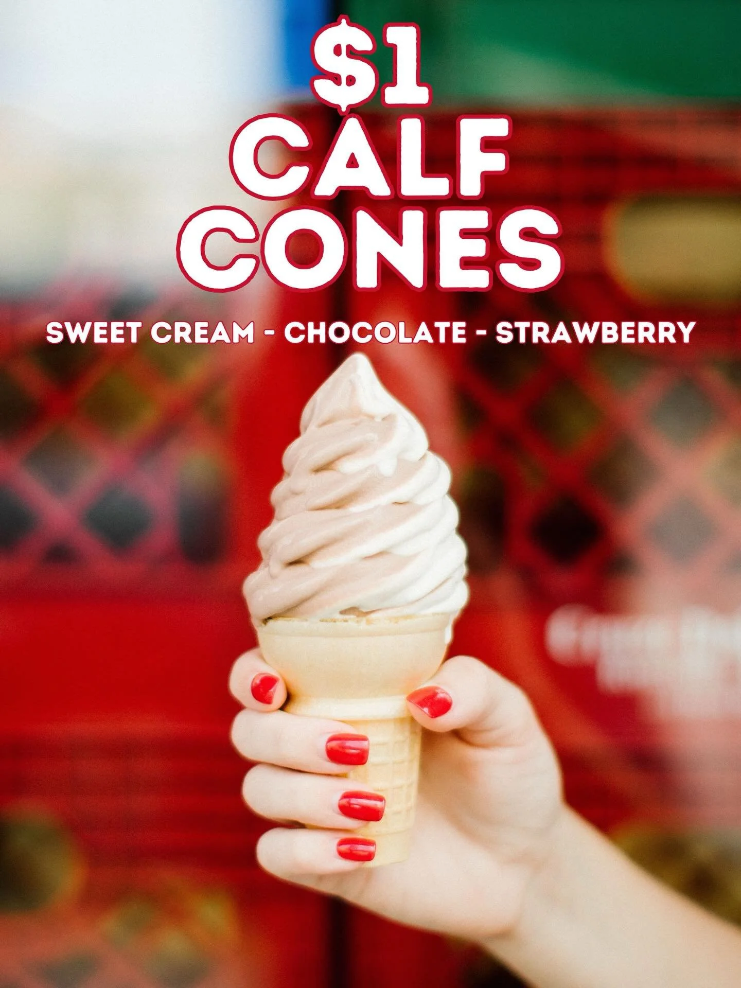 Happy Wednesday!! We have a new dairy deal today!! 🐮❤️

🍦 $1 Calf Cones (kids size cake cones &amp; cups)
🍦 $2 Cow Cones (regular size waffle cones &amp; cups)

Only Sweet Cream, Chocolate &amp; Strawberry! 🤍🤎💗

Wednesday, February 4th until 9 