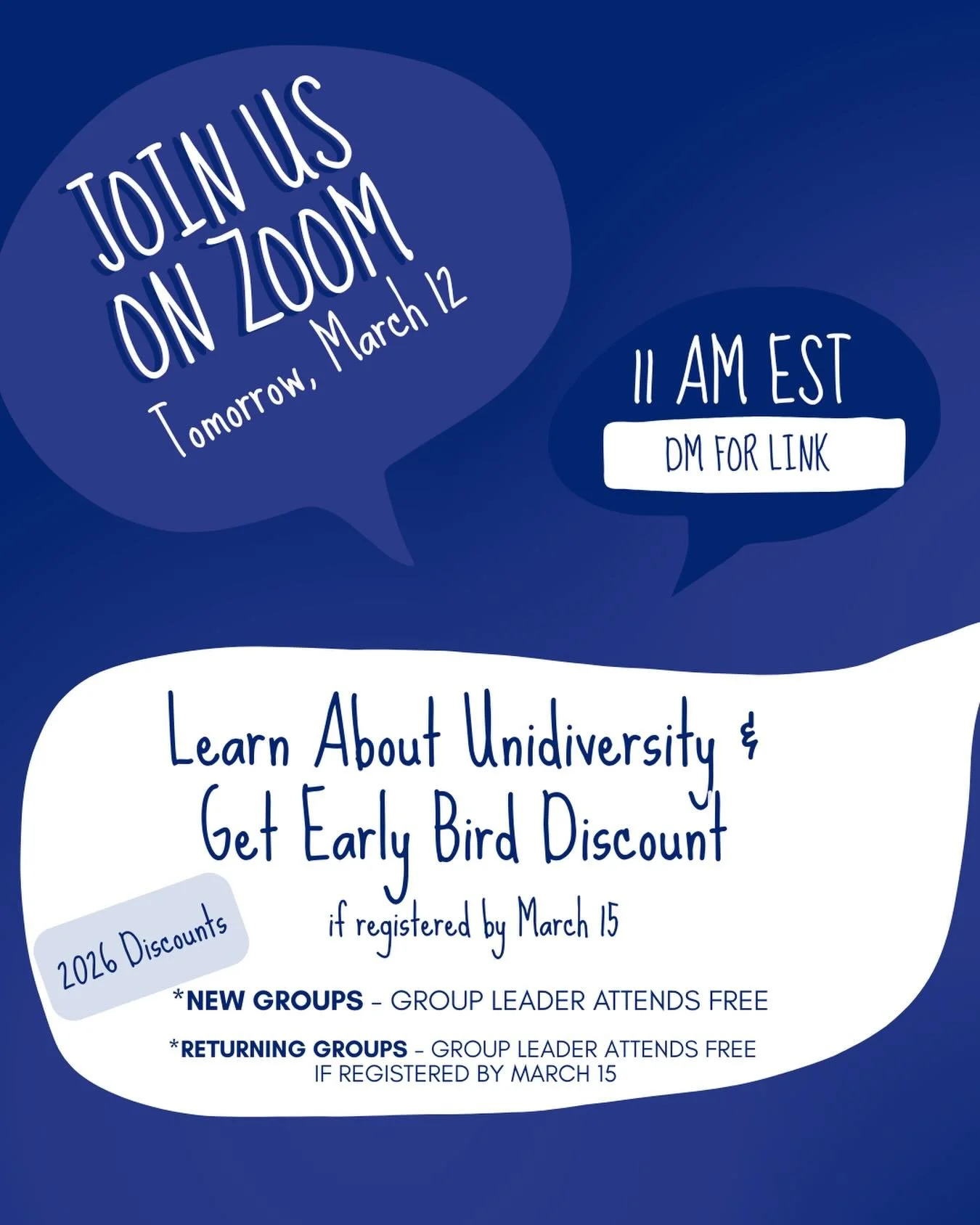 Join us for a group leader call tomorrow, March 12 @ 11 am est. A great way to learn about camp this summer, get to know other leaders, and get info to help you prepare for our week of camp!