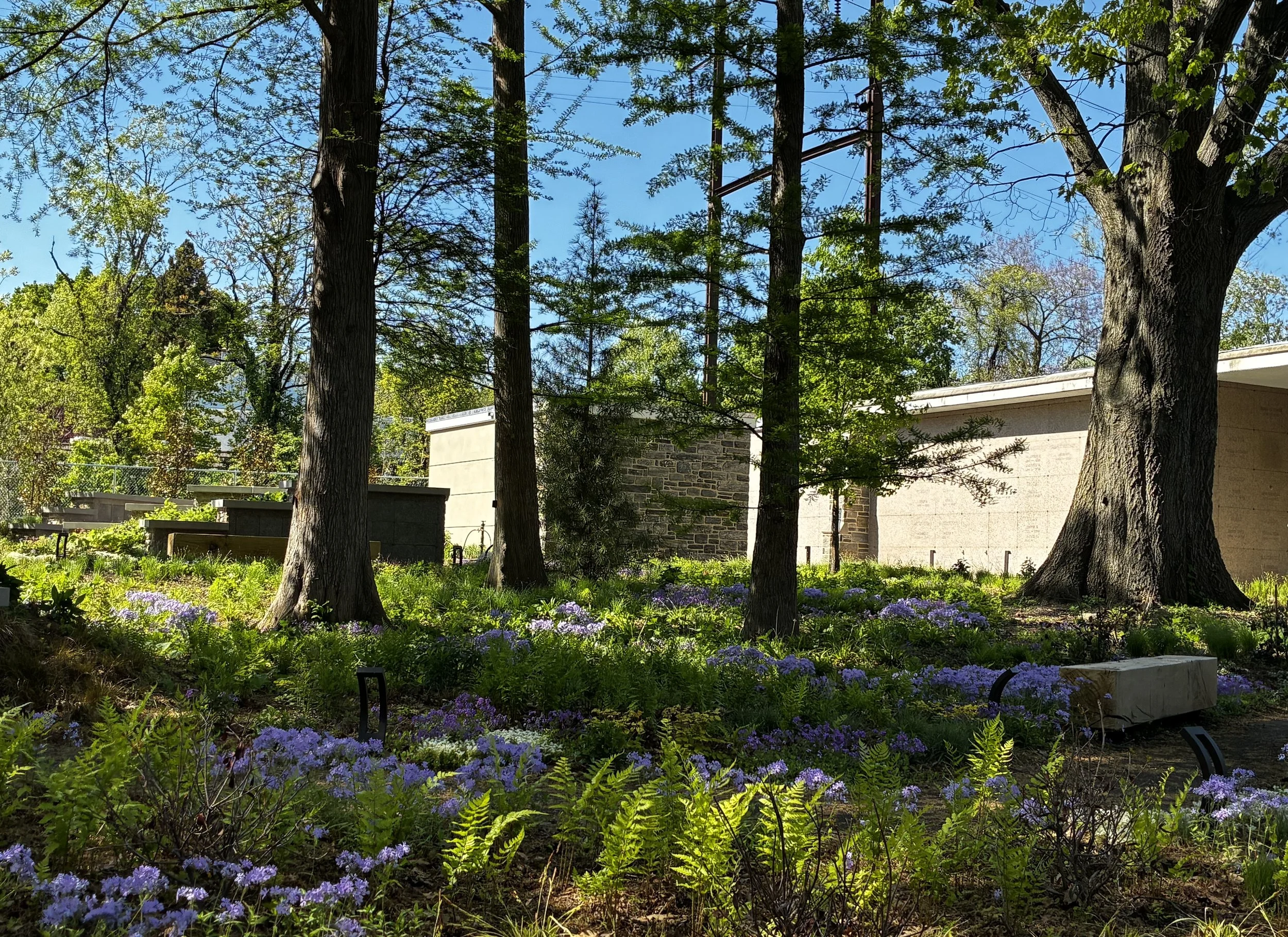 Rendering of the future garden with the new mausoleums.