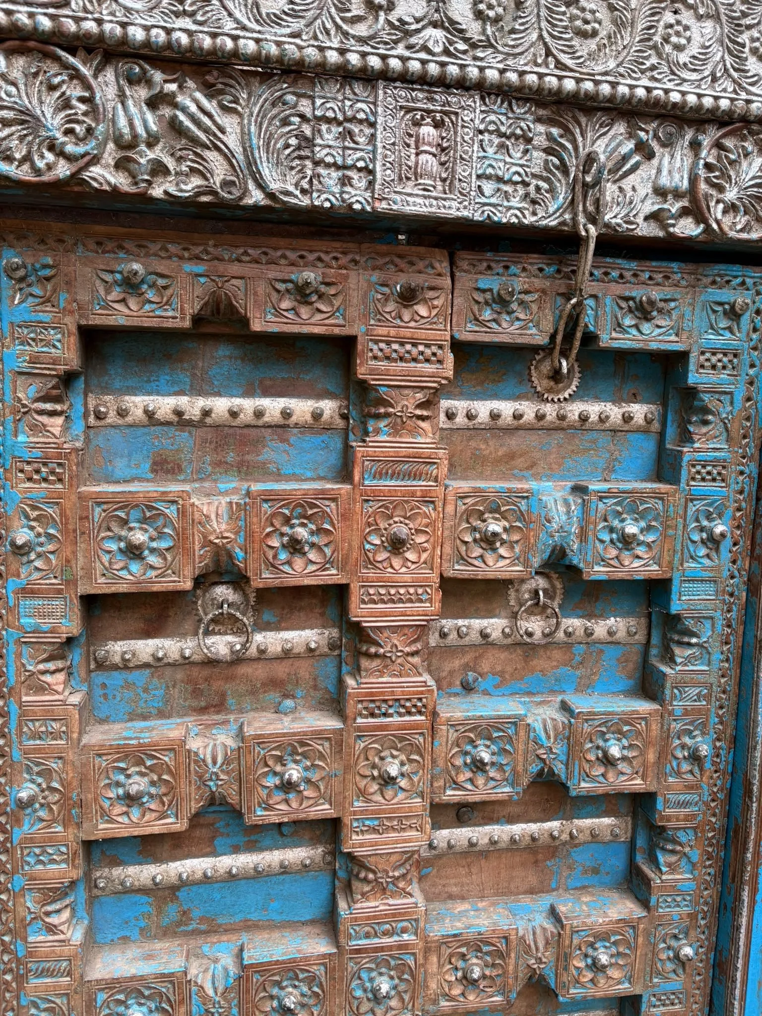 Blue fine teak haveli door