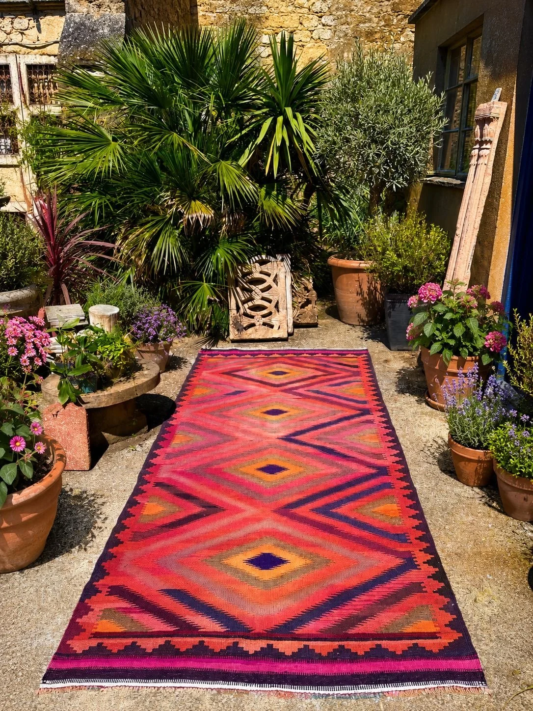 Vibrant textile kilim runner