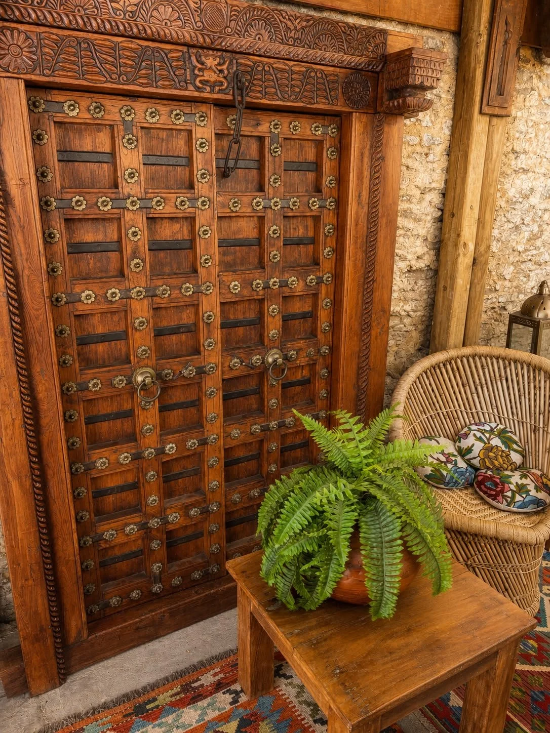 Brown fine teak haveli door
