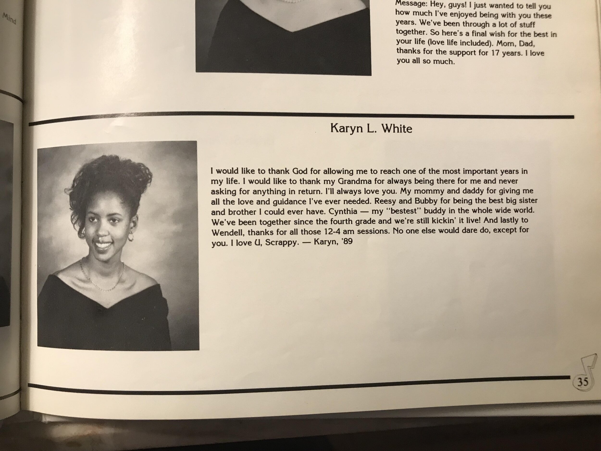 Karyn WHITE Sanders, Class of 1989 