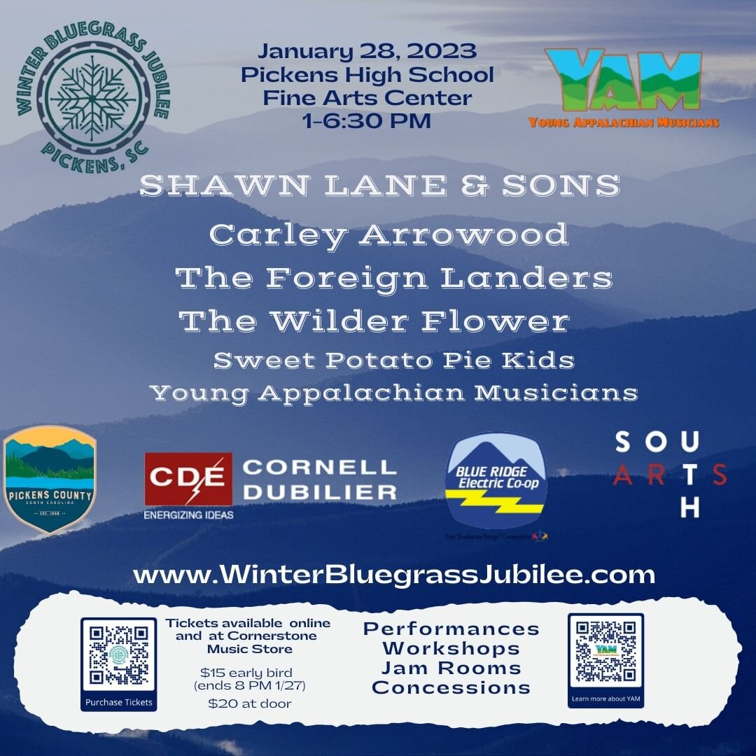 So happy to be playing a duo set at the @winterbluegrassjubilee this Saturday alongside some amazing bluegrass acts from here in the Carolinas. Check out the event at the link in our bio.