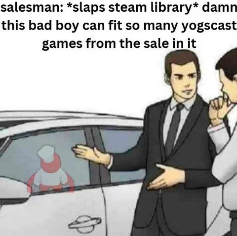 It's the Steam Autumn Sale baby! You know what to do 🤝

Also looks like Chef got his driving license! Congrats Chef!

🫵 https://store.steampowered.com/developer/yogscastgames/sale/yogscastgamesfallsale 

#indiegames #sale