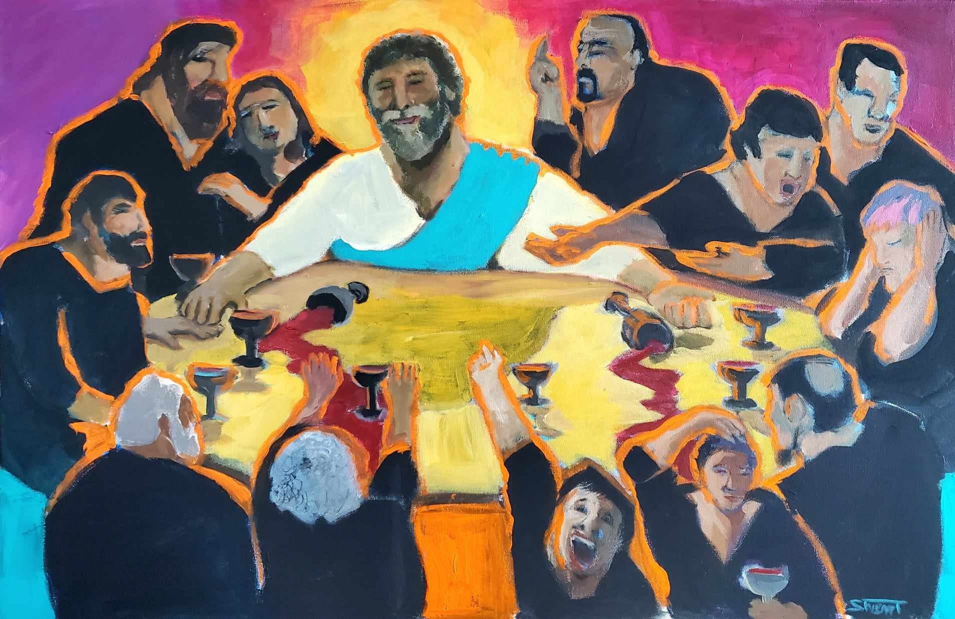 Coming Out at the Last Supper, 24 x 36, acrylic on canvas. SOLD
