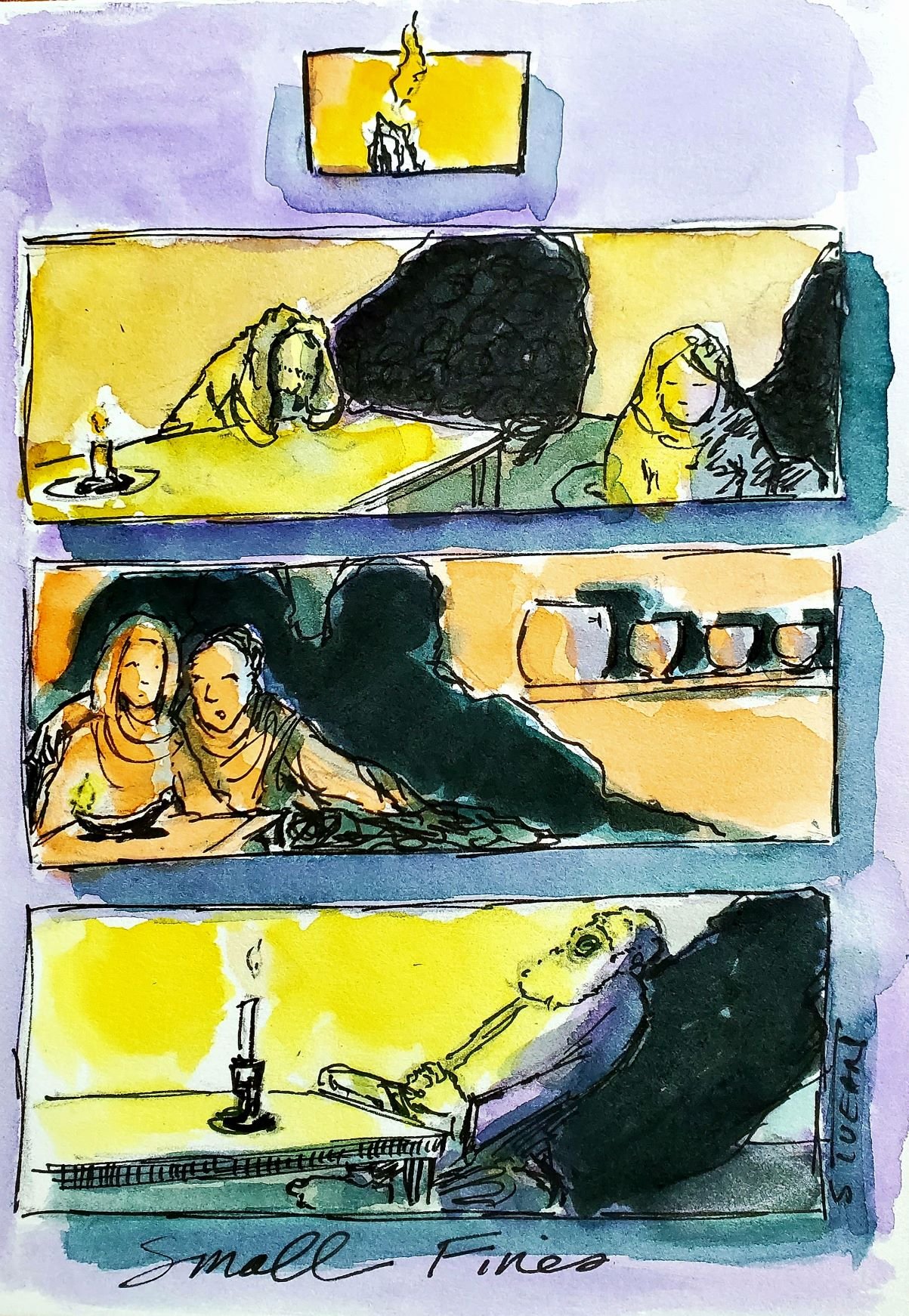 Small Fires, 5 x 7, watercolor, $300